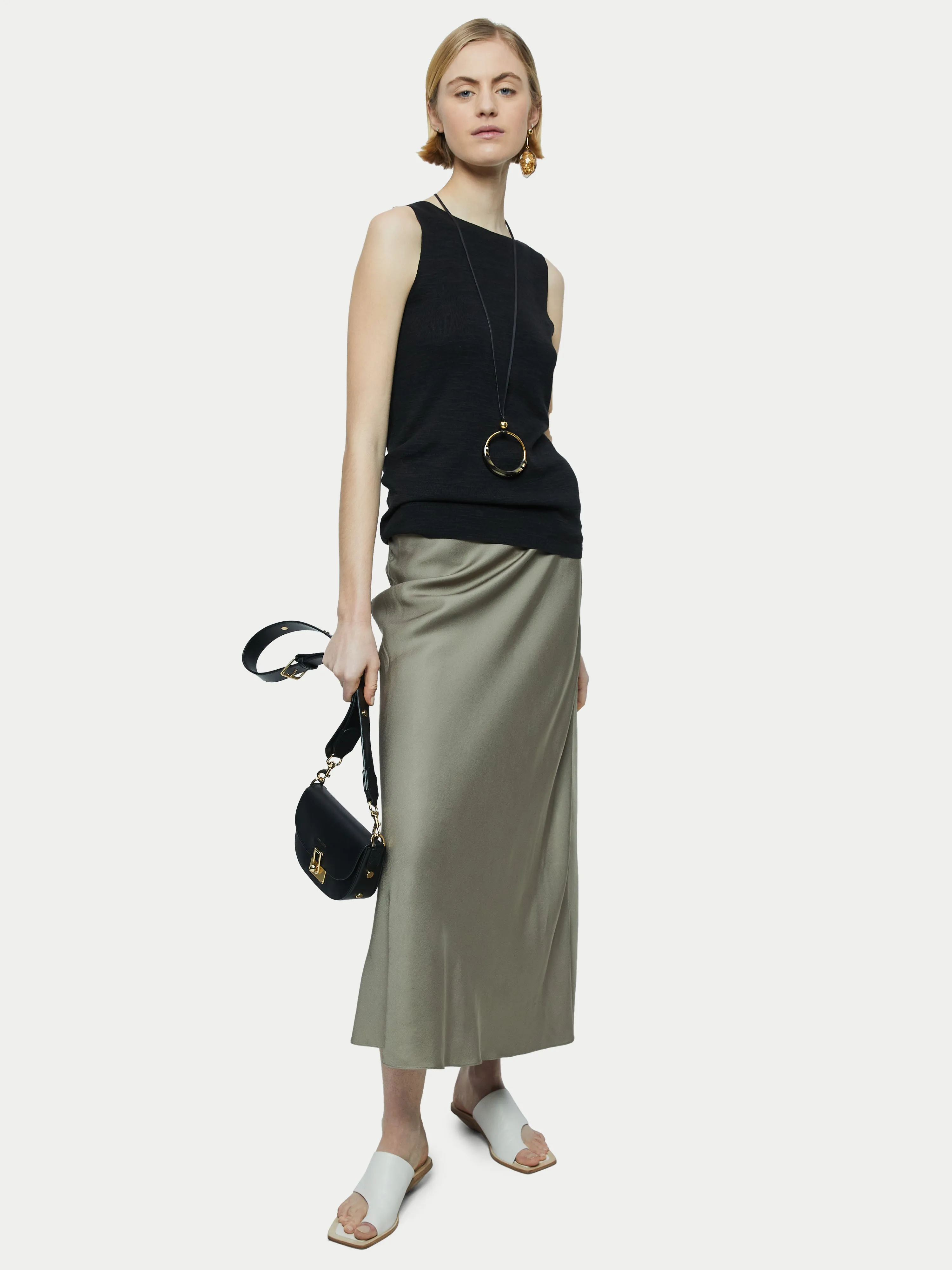 Linen Cotton Boat Neck Tank | Black sold by Jigsaw product image thumbnail 3