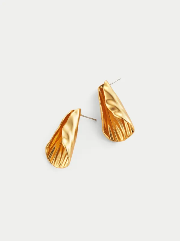 Hammered Leaf Earring | Gold sold by Jigsaw