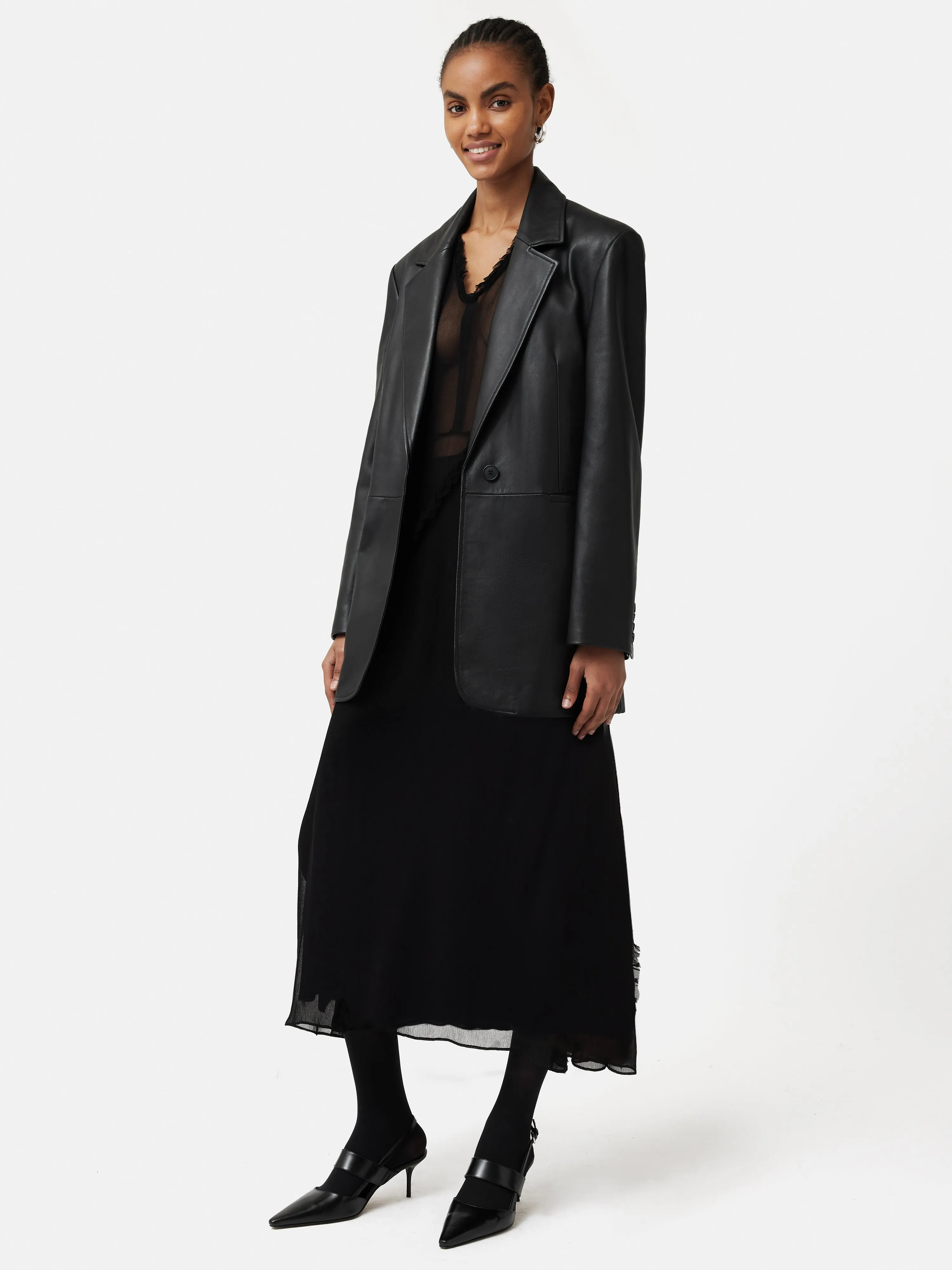 Tailored Leather Blazer | Black sold by Jigsaw product image thumbnail 5