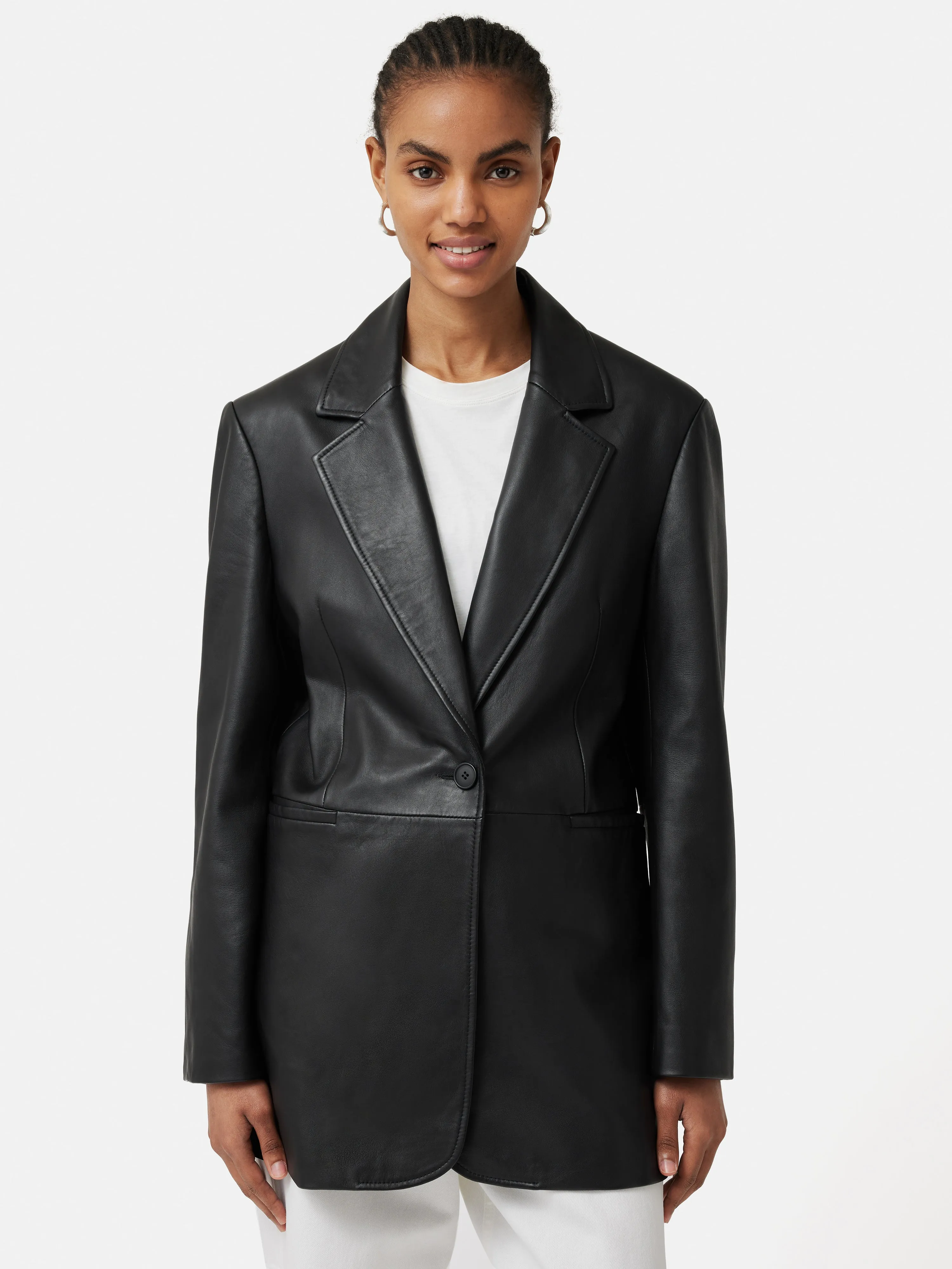 Tailored Leather Blazer | Black sold by Jigsaw product image thumbnail 2