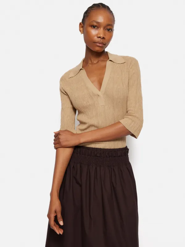 Collar Knitted Top | Stone sold by Jigsaw