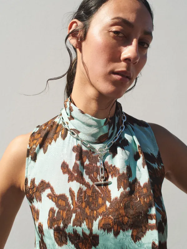 Ikat Posy Jacquard Top | Aqua sold by Jigsaw