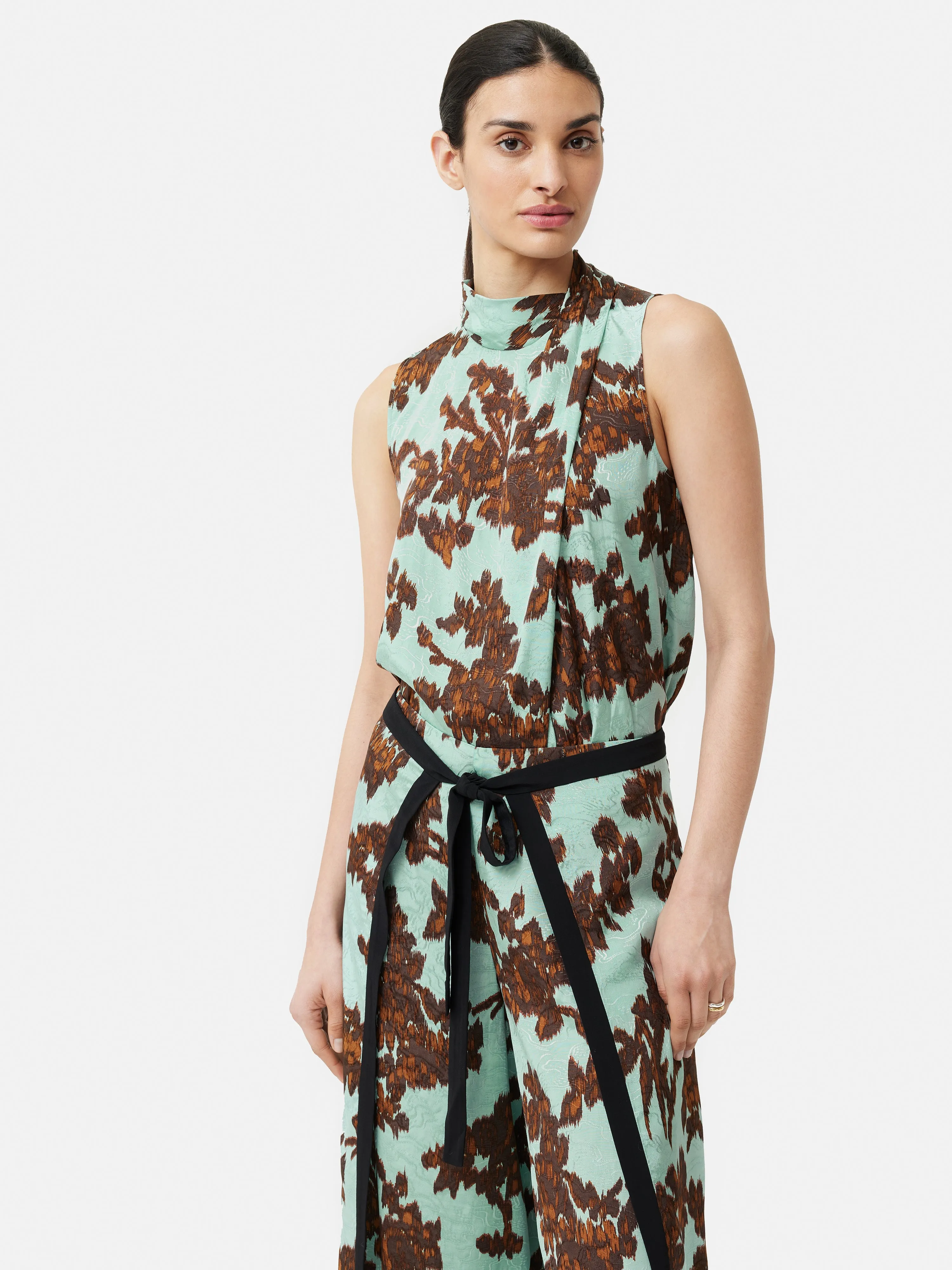 Ikat Posy Jacquard Top | Aqua sold by Jigsaw product image thumbnail 5