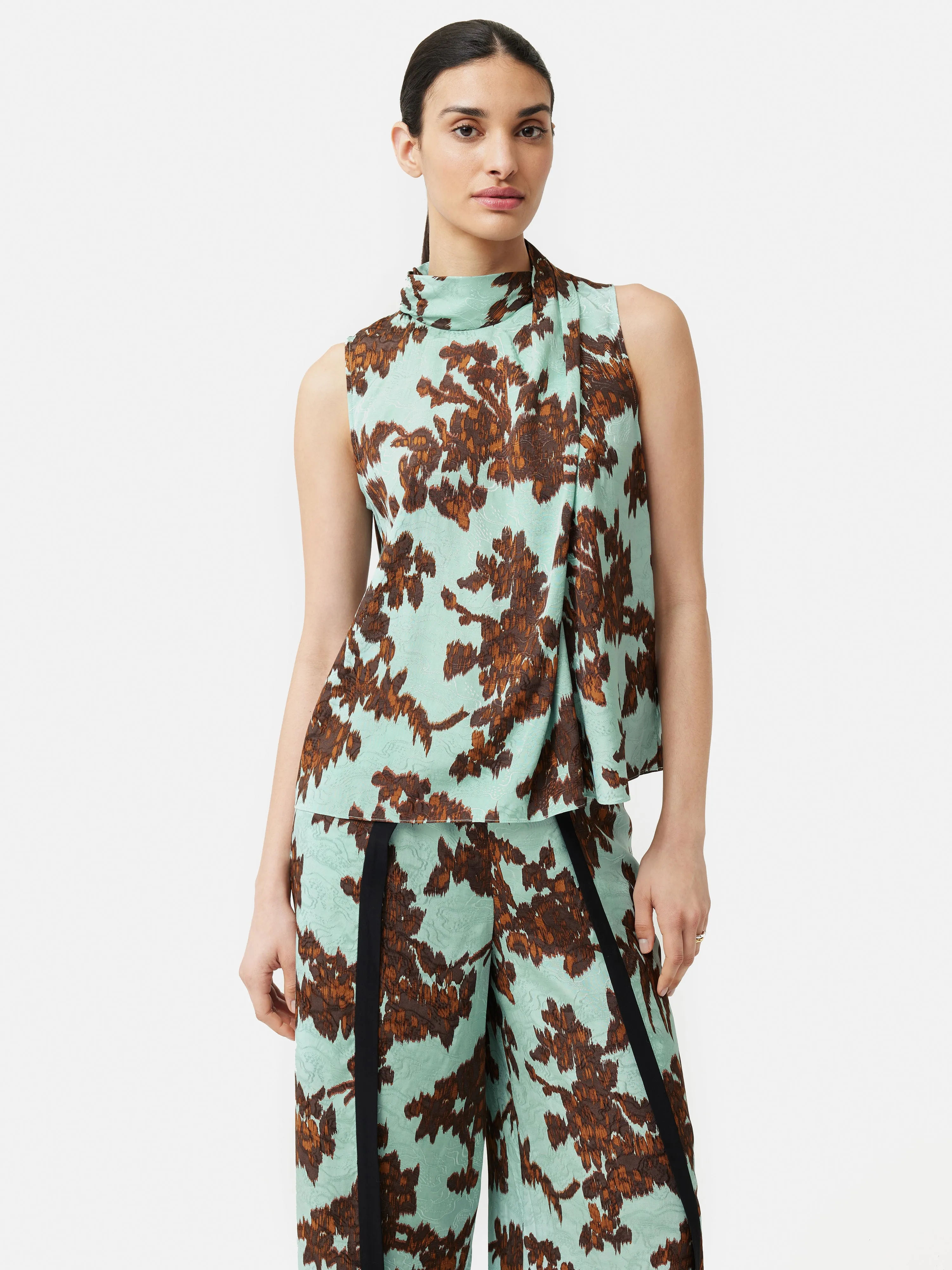 Ikat Posy Jacquard Top | Aqua sold by Jigsaw product image thumbnail 2