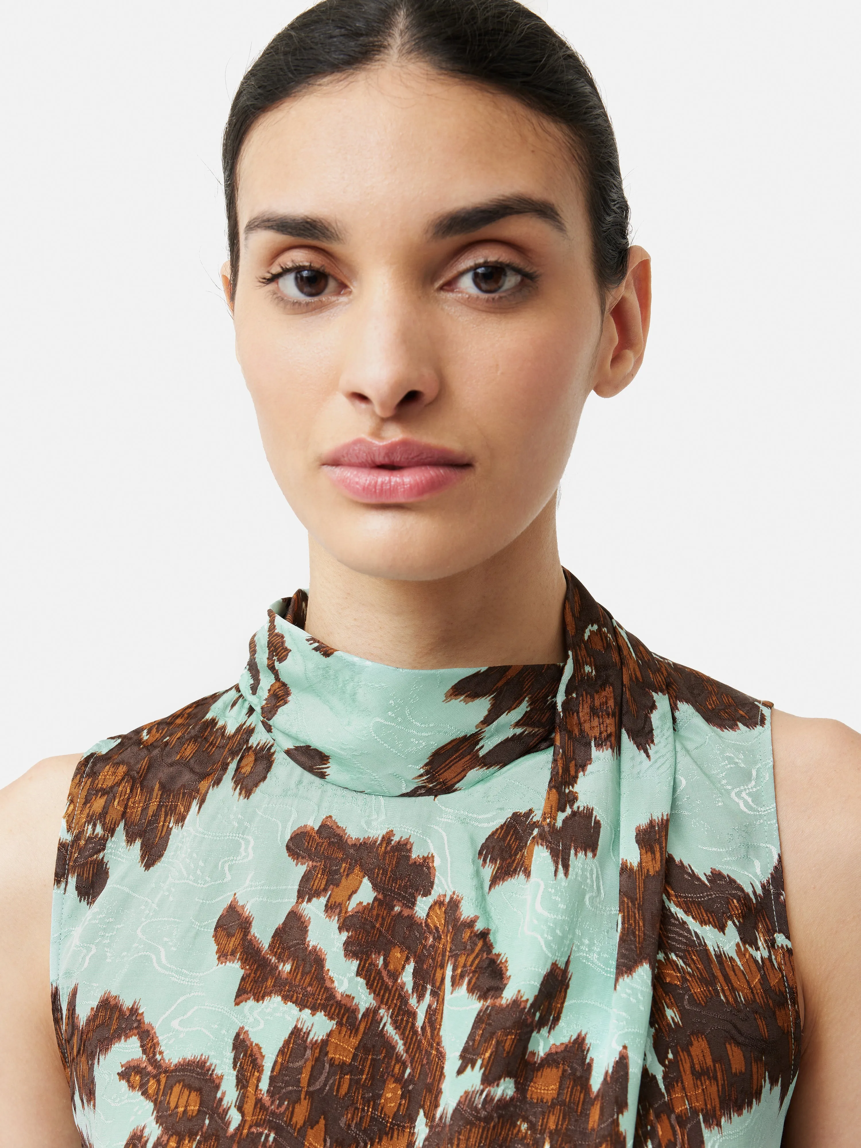 Ikat Posy Jacquard Top | Aqua sold by Jigsaw product image thumbnail 3