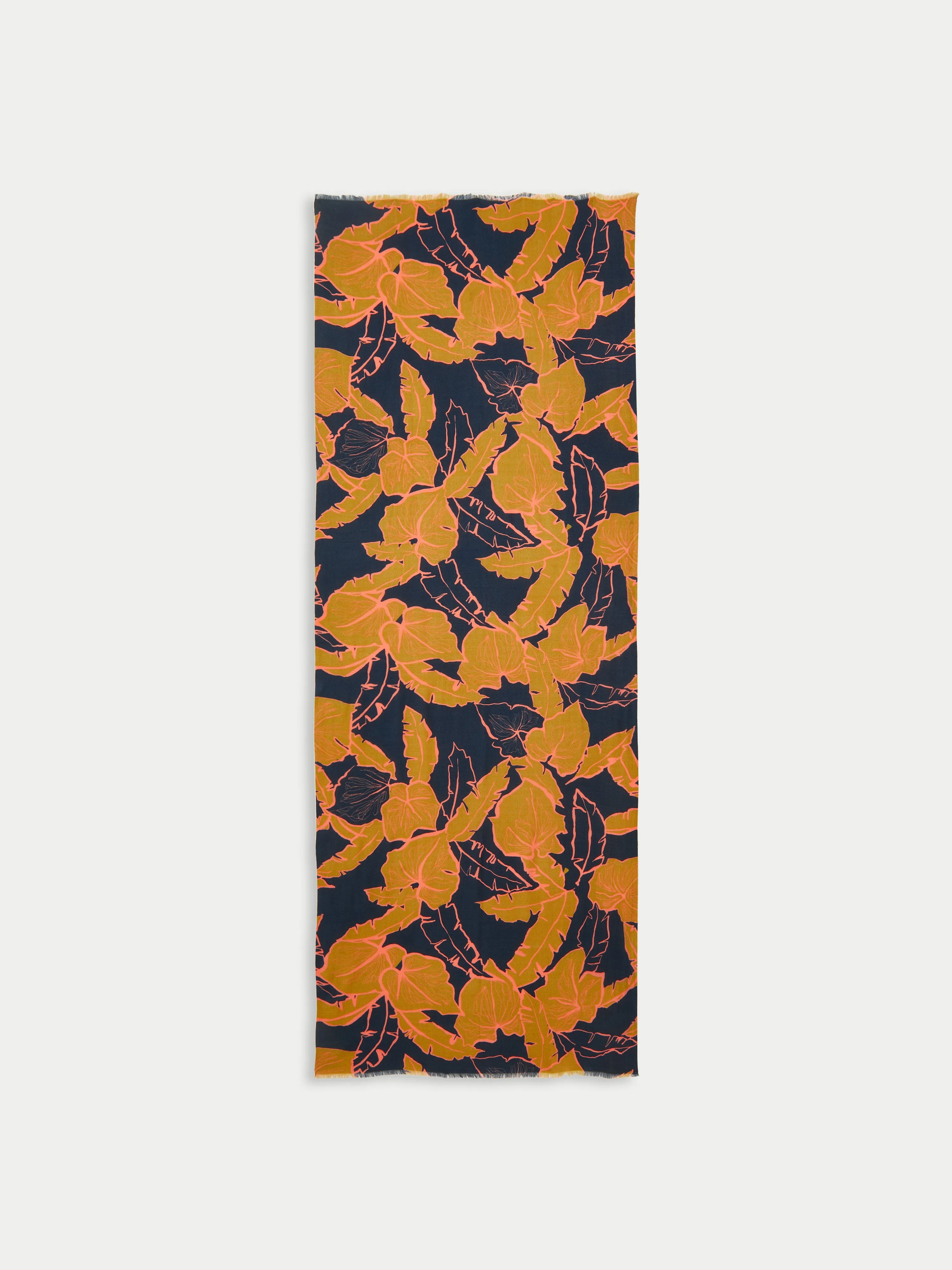 Palm Leaf Wool Silk Scarf | Navy sold by Jigsaw product image thumbnail 3