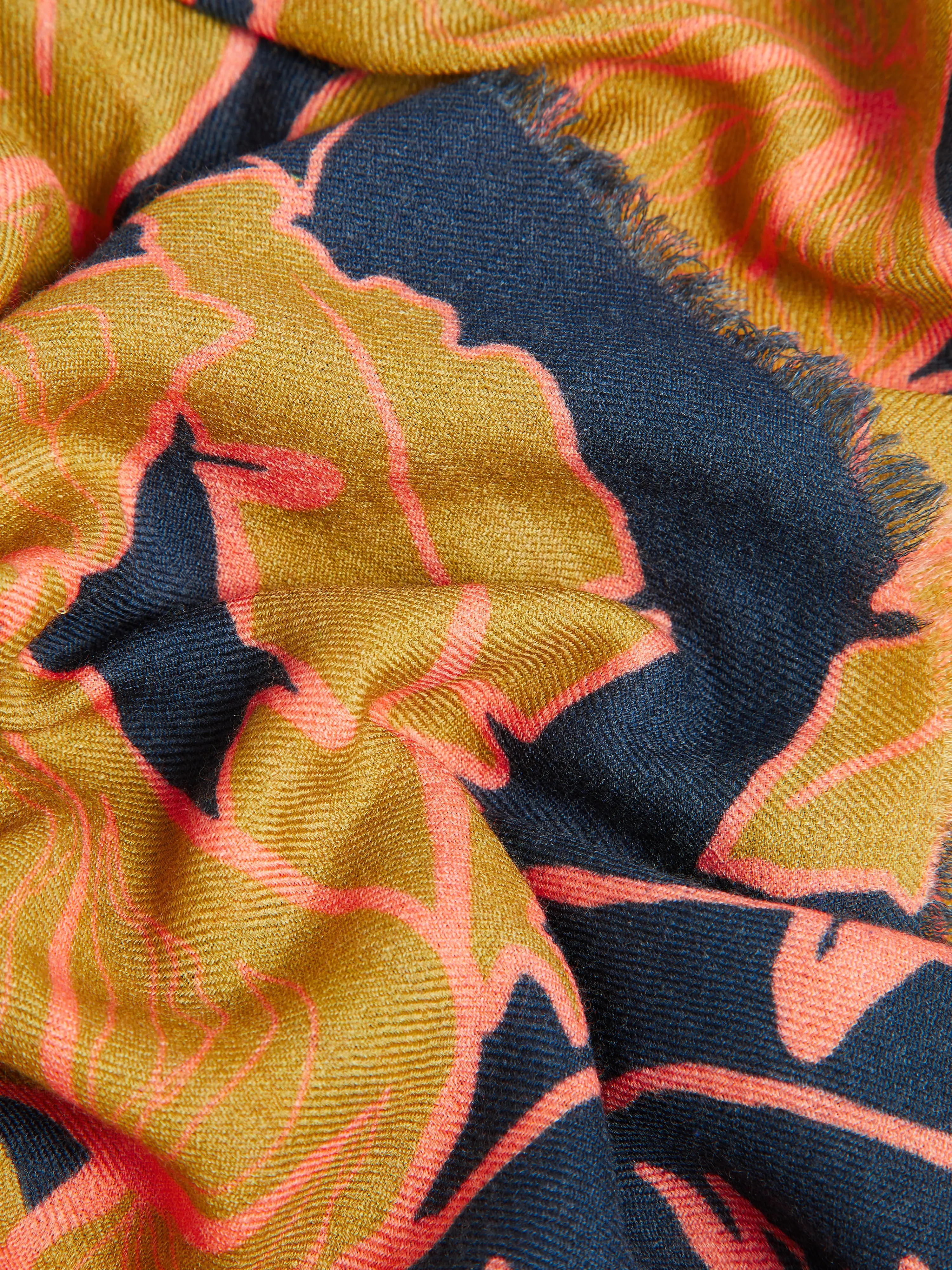 Palm Leaf Wool Silk Scarf | Navy sold by Jigsaw product image thumbnail 4