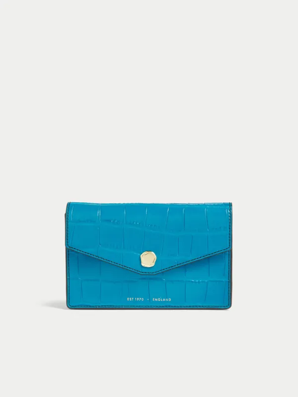 Katie Mini Croc Leather Bag | Blue sold by Jigsaw