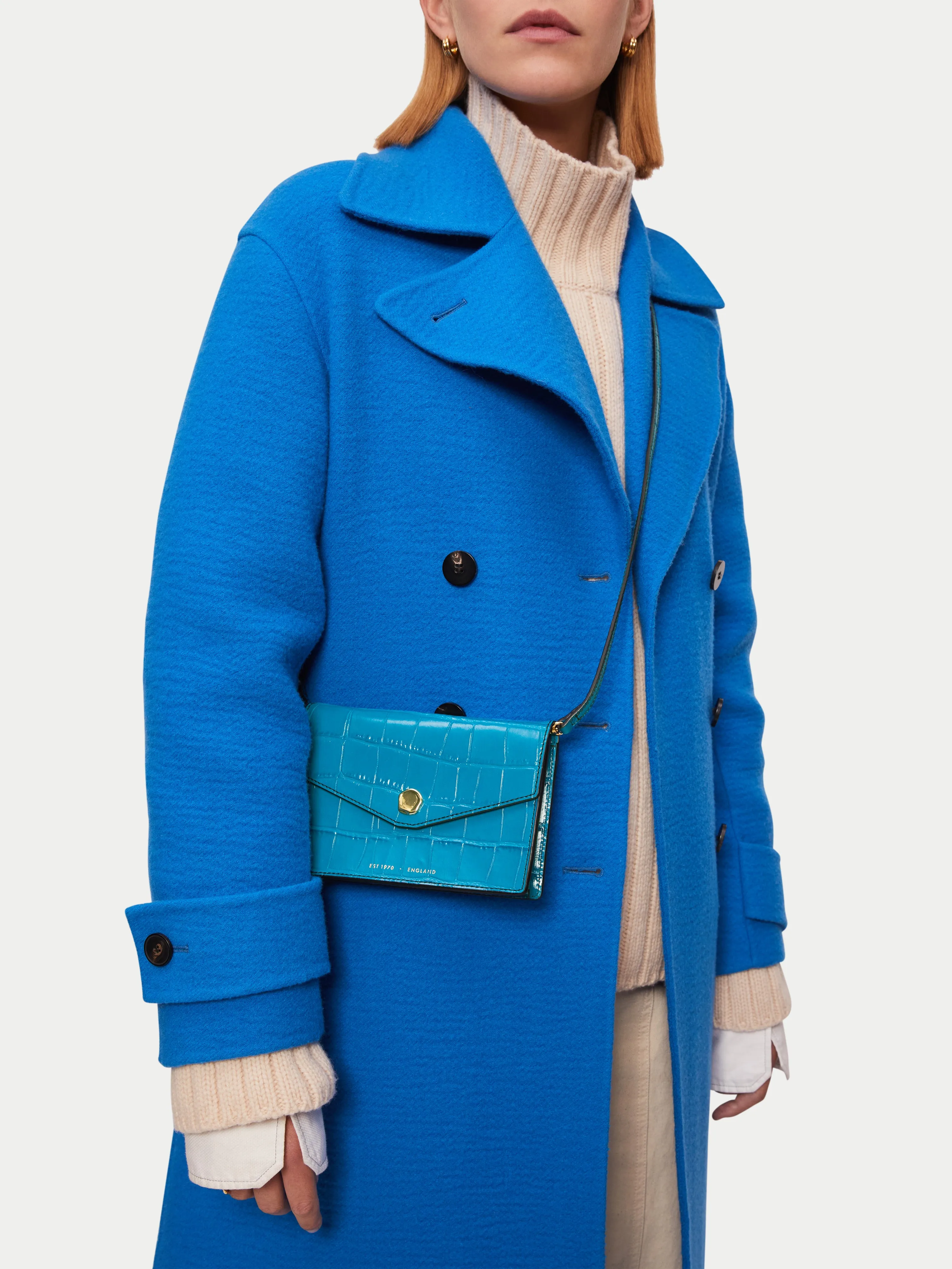 Katie Mini Croc Leather Bag | Blue sold by Jigsaw product image thumbnail 4