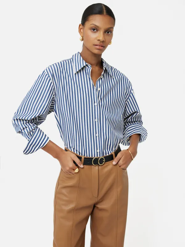 Cotton Poplin Stripe Shirt | Blue sold by Jigsaw