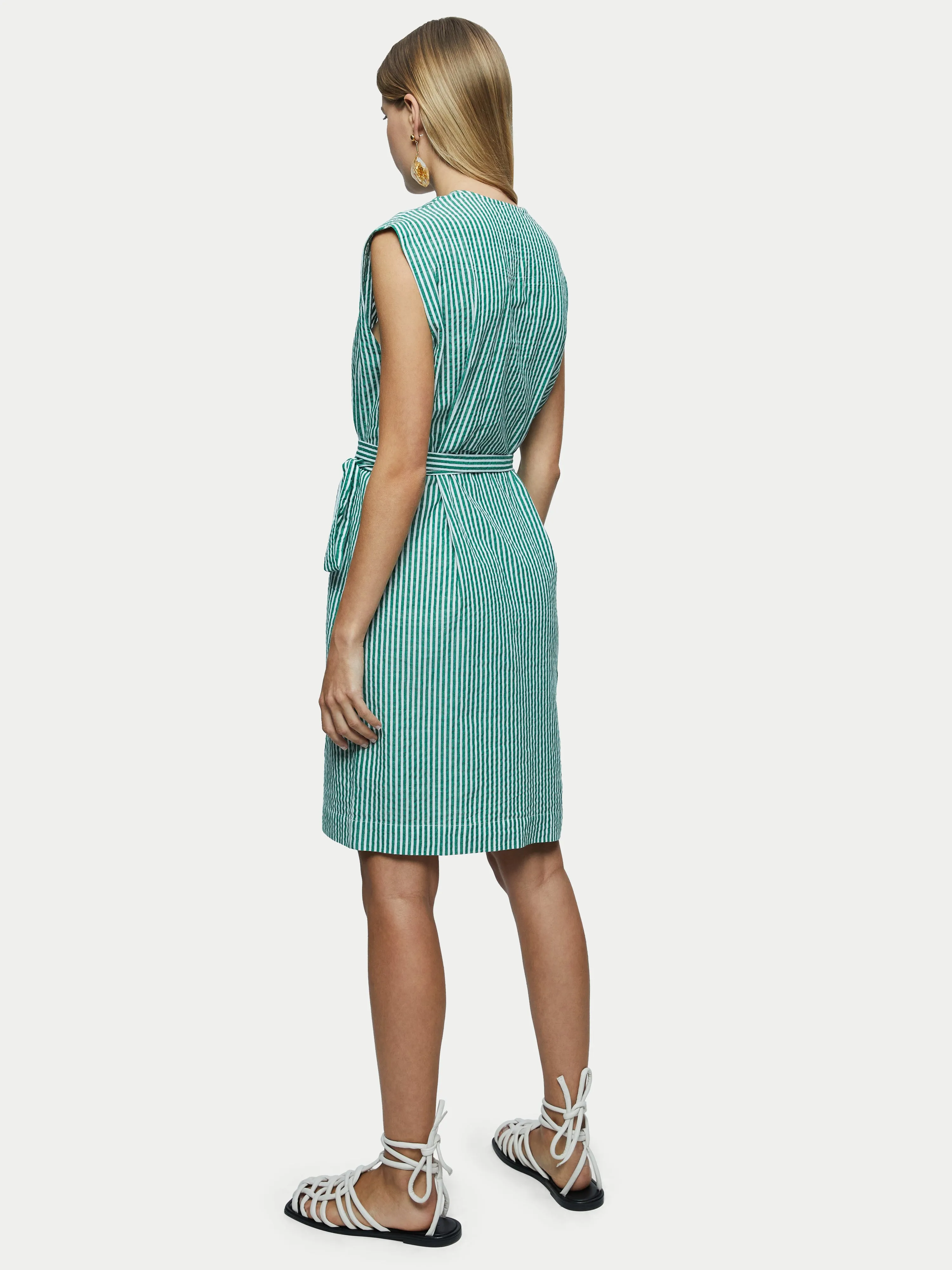Seersucker Wrap Dress | Green sold by Jigsaw product image thumbnail 5