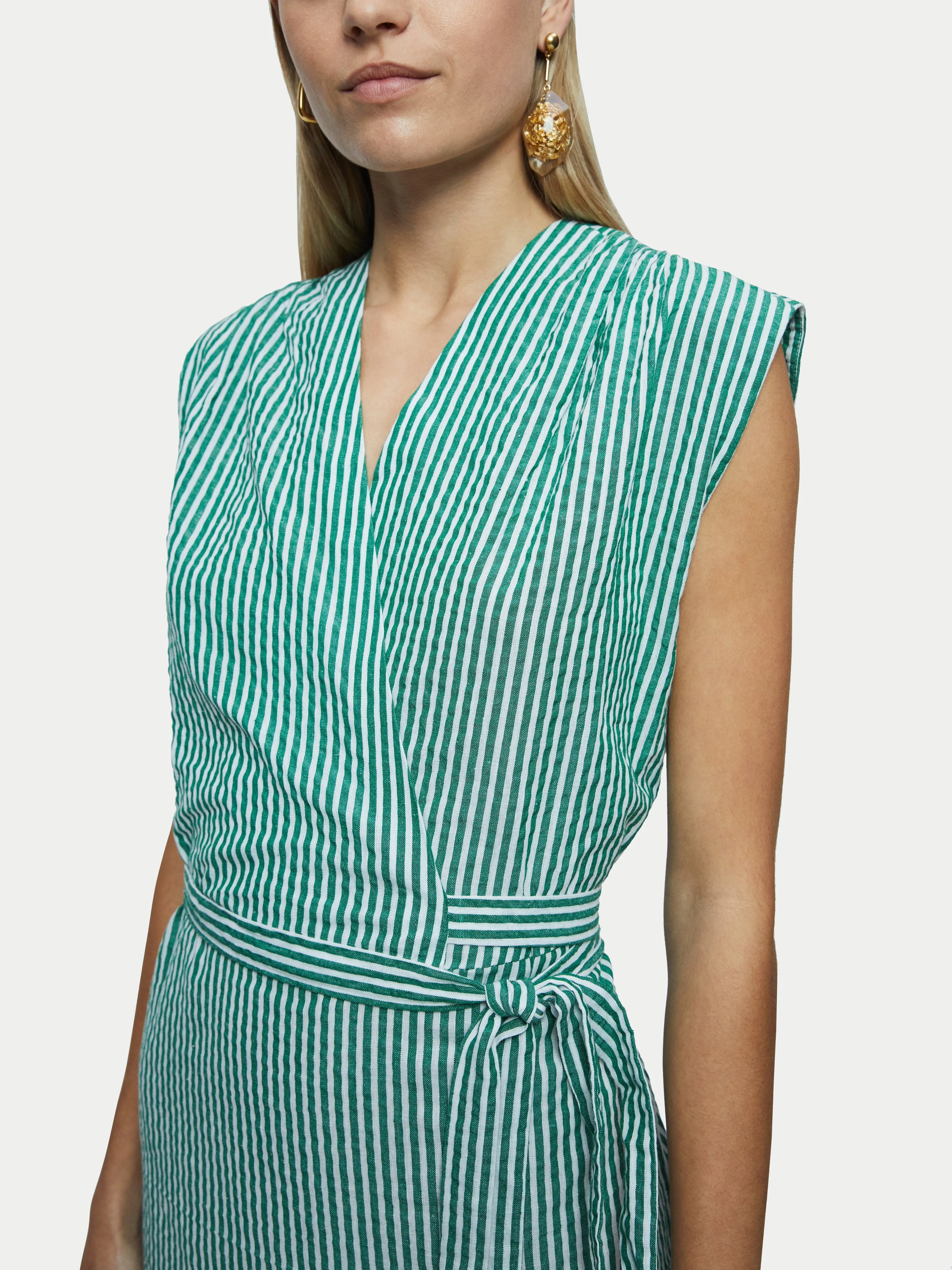 Seersucker Wrap Dress | Green sold by Jigsaw product image thumbnail 2