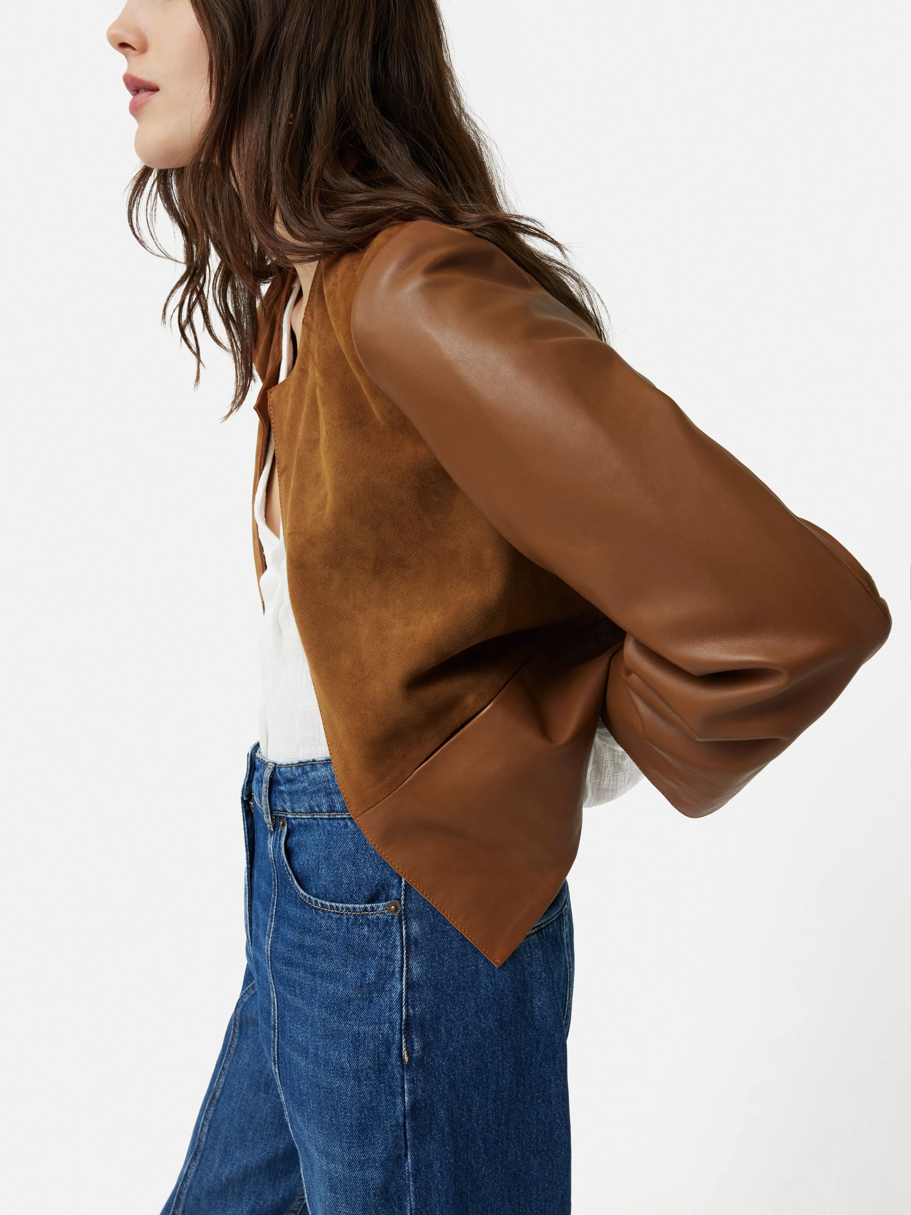 Nakoa Leather Mix Jacket | Tan sold by Jigsaw product image thumbnail 2