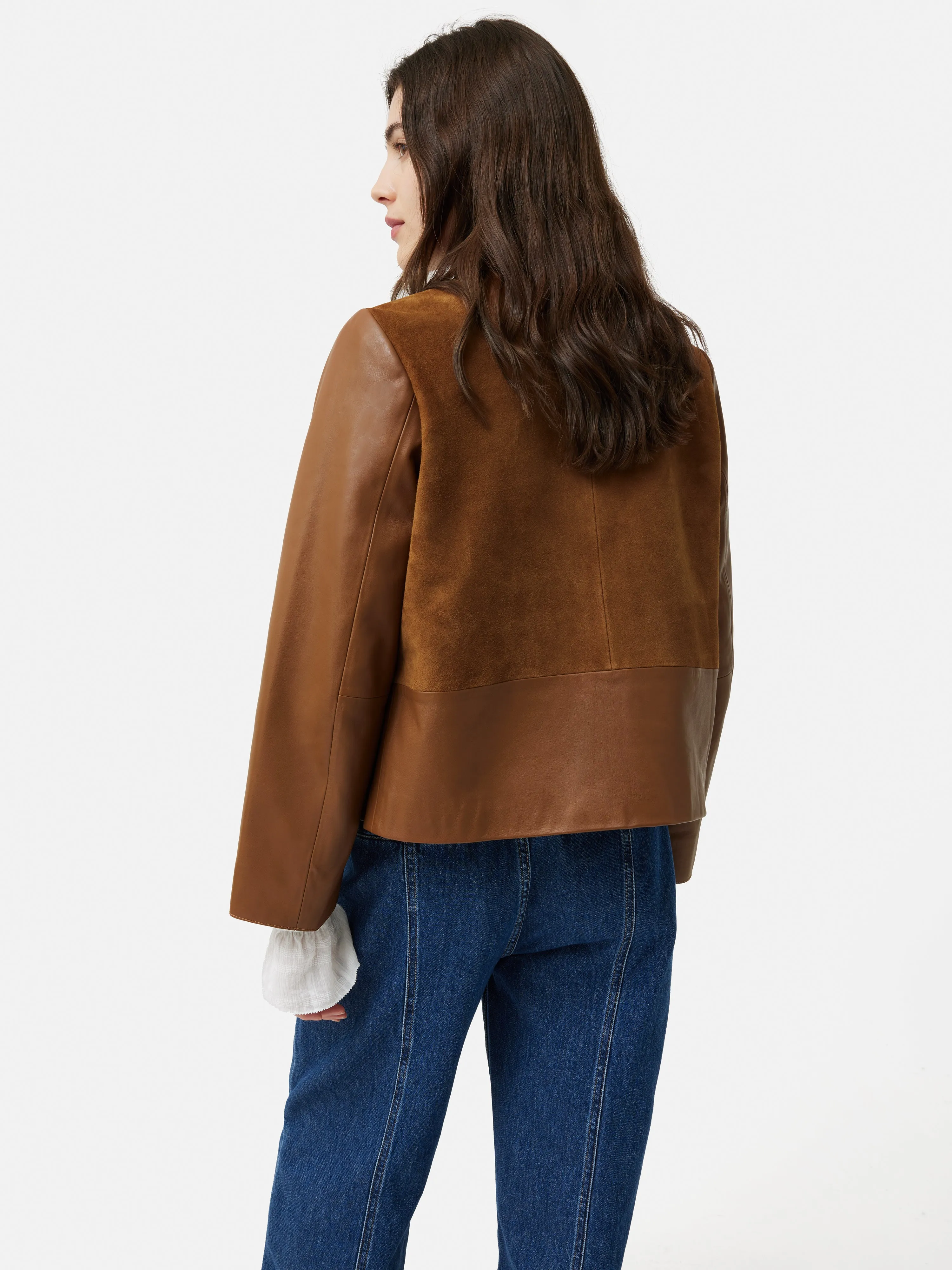 Nakoa Leather Mix Jacket | Tan sold by Jigsaw product image thumbnail 5