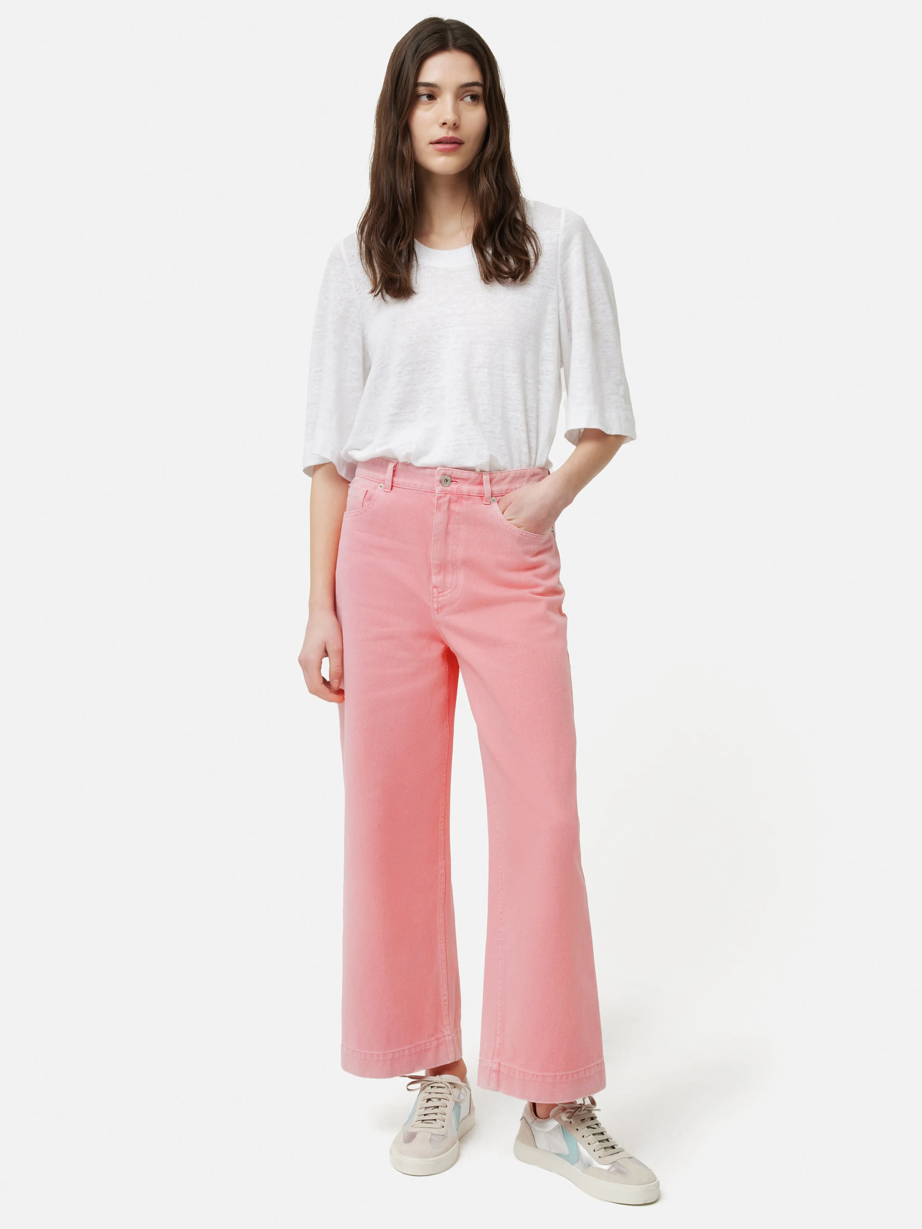 Tyne Wide Leg Cropped Jean | Pink sold by Jigsaw product image thumbnail 3