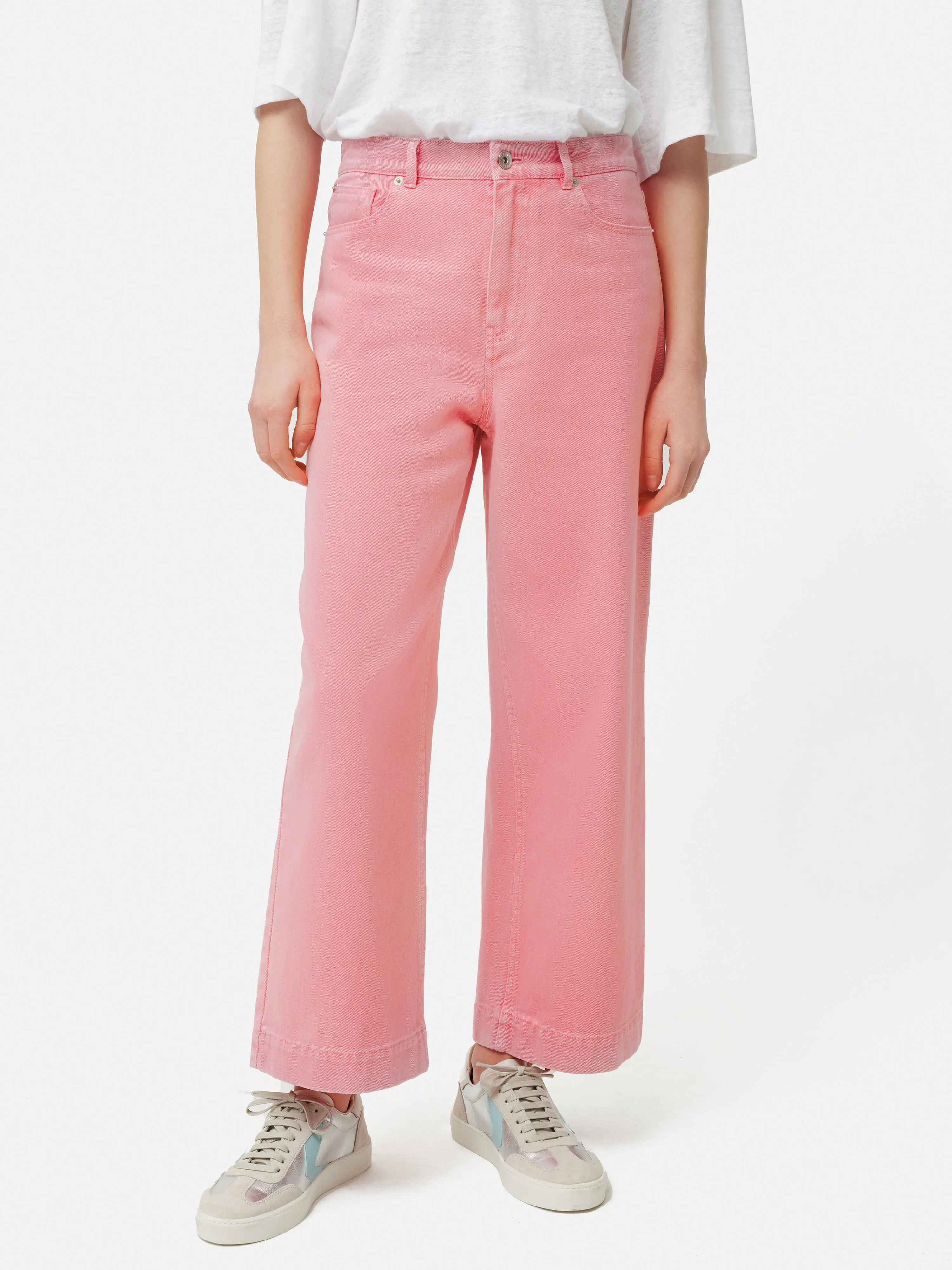 Tyne Wide Leg Cropped Jean | Pink sold by Jigsaw