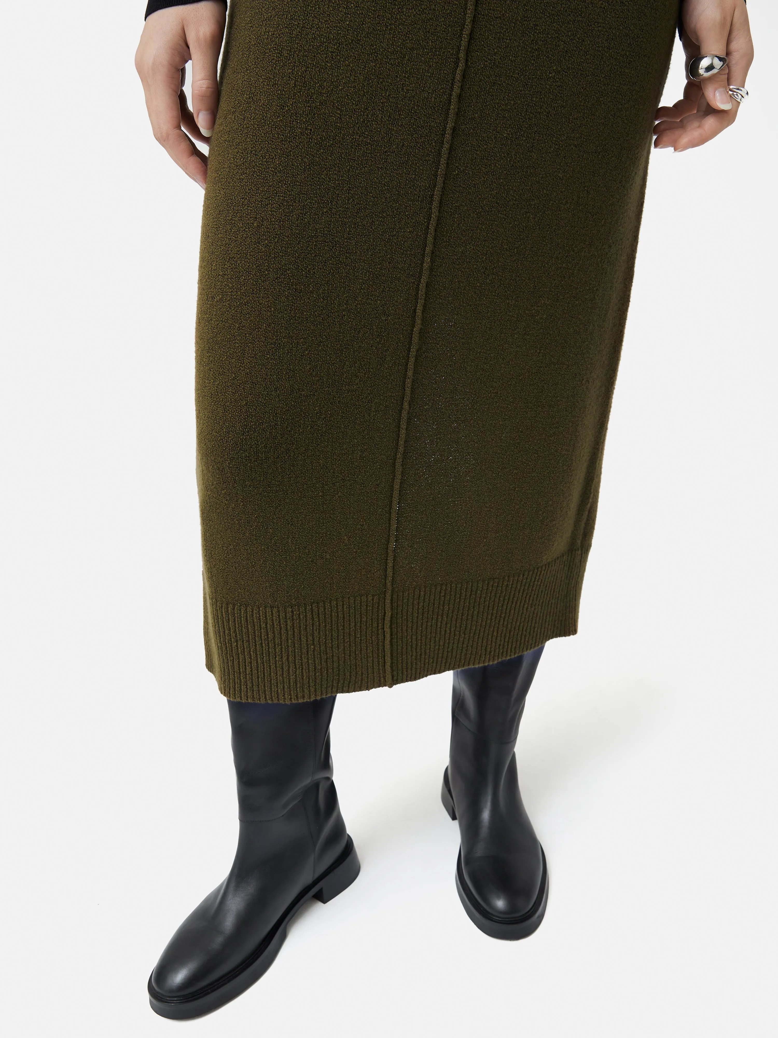 Pencil Knitted Skirt | Khaki sold by Jigsaw product image thumbnail 4