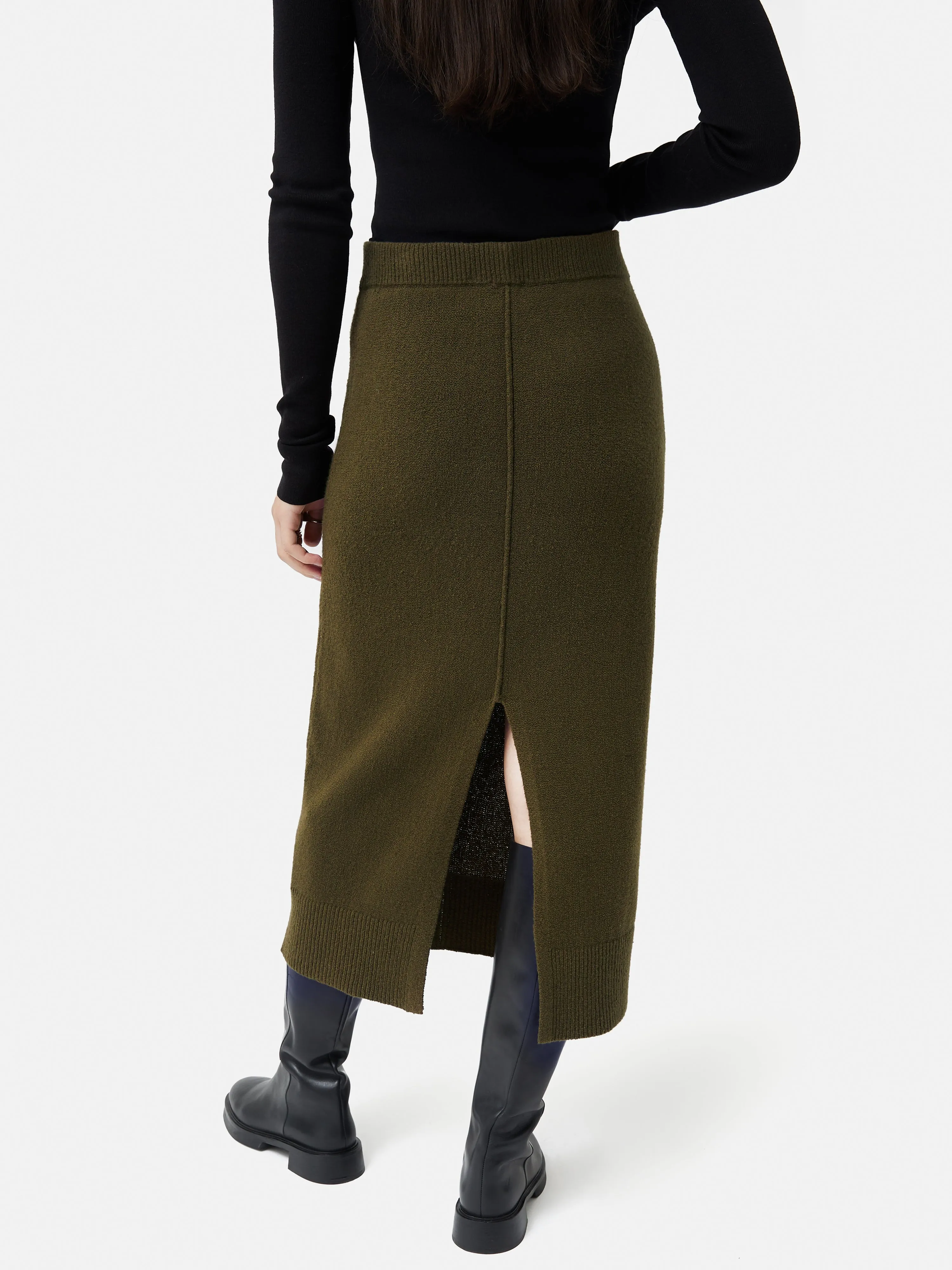 Pencil Knitted Skirt | Khaki sold by Jigsaw product image thumbnail 5