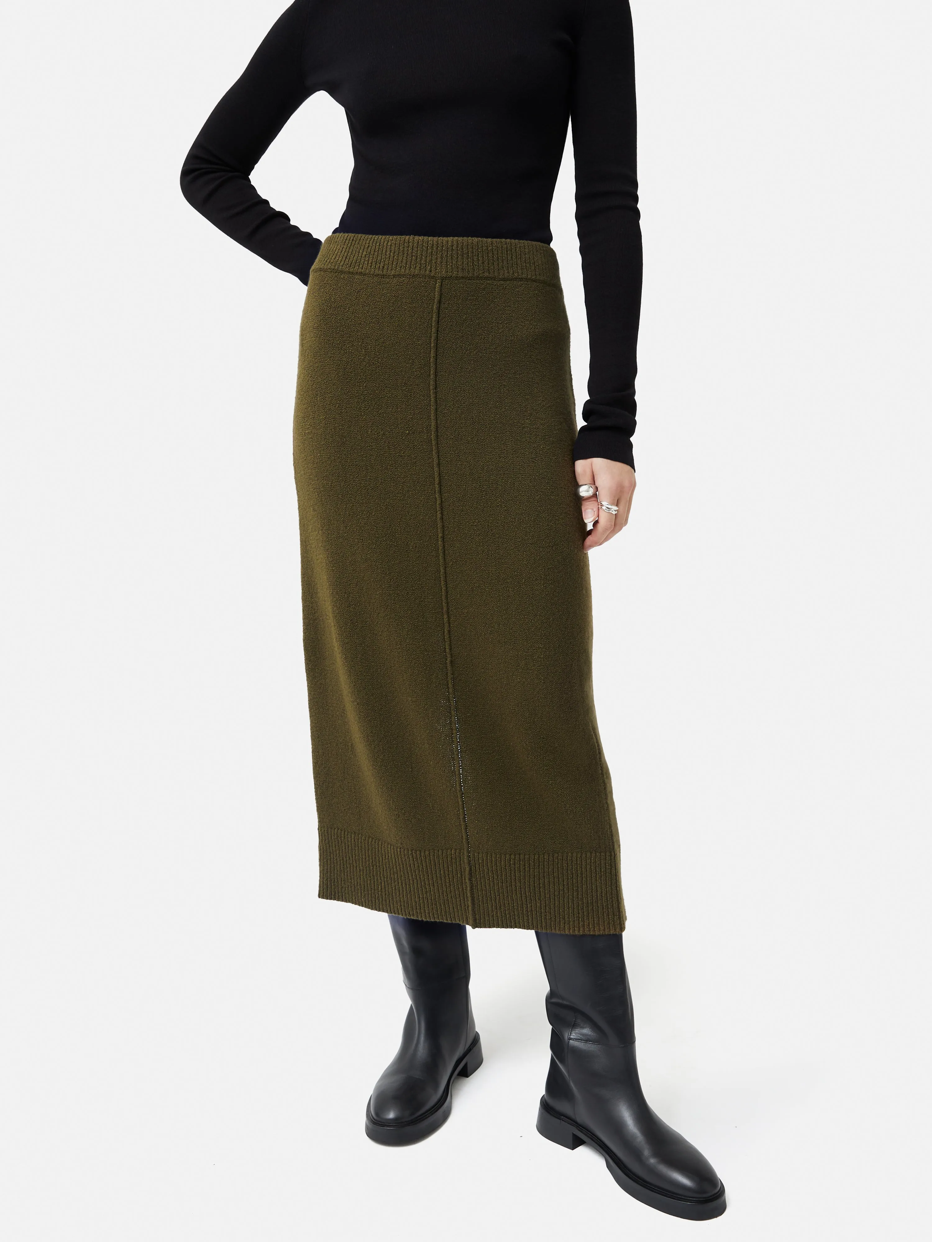 Pencil Knitted Skirt | Khaki sold by Jigsaw