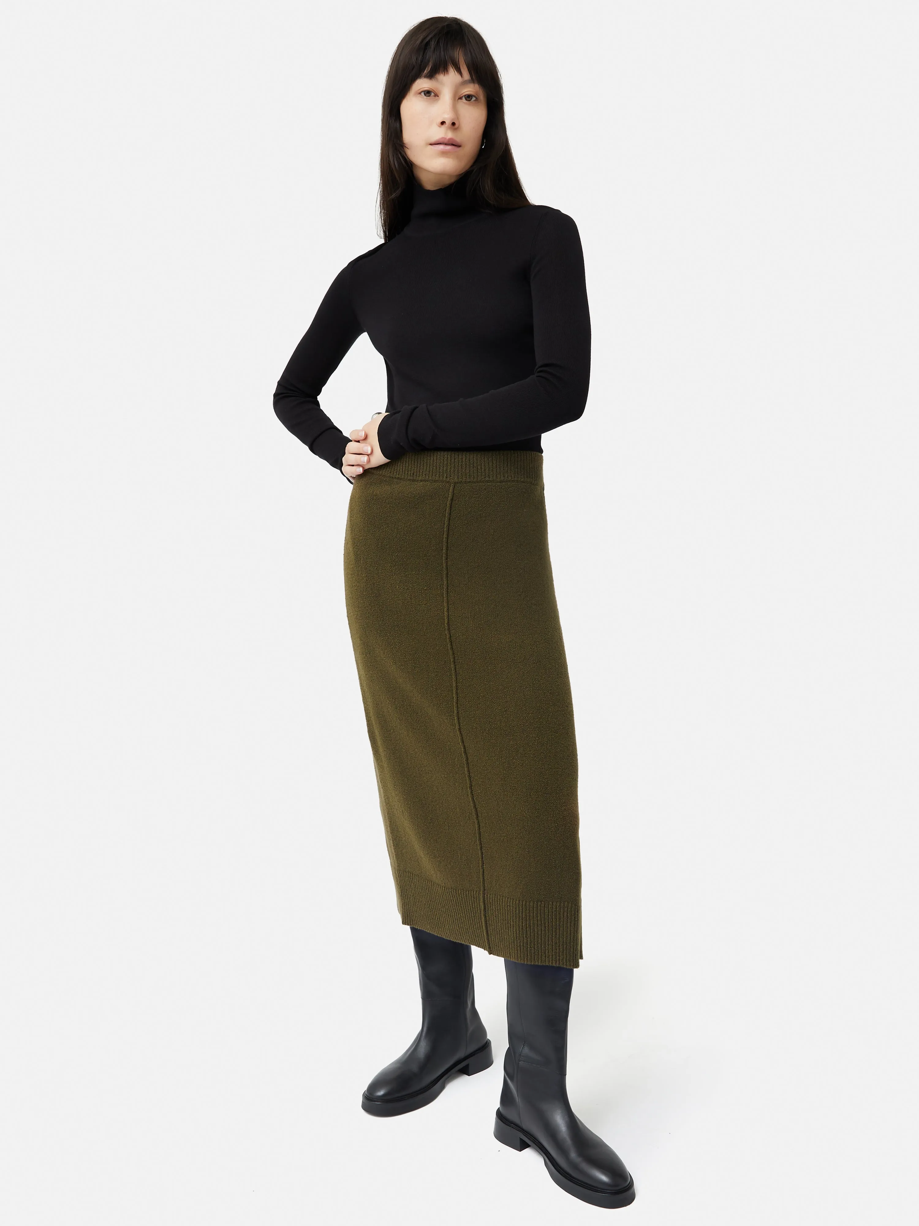 Pencil Knitted Skirt | Khaki sold by Jigsaw product image thumbnail 3