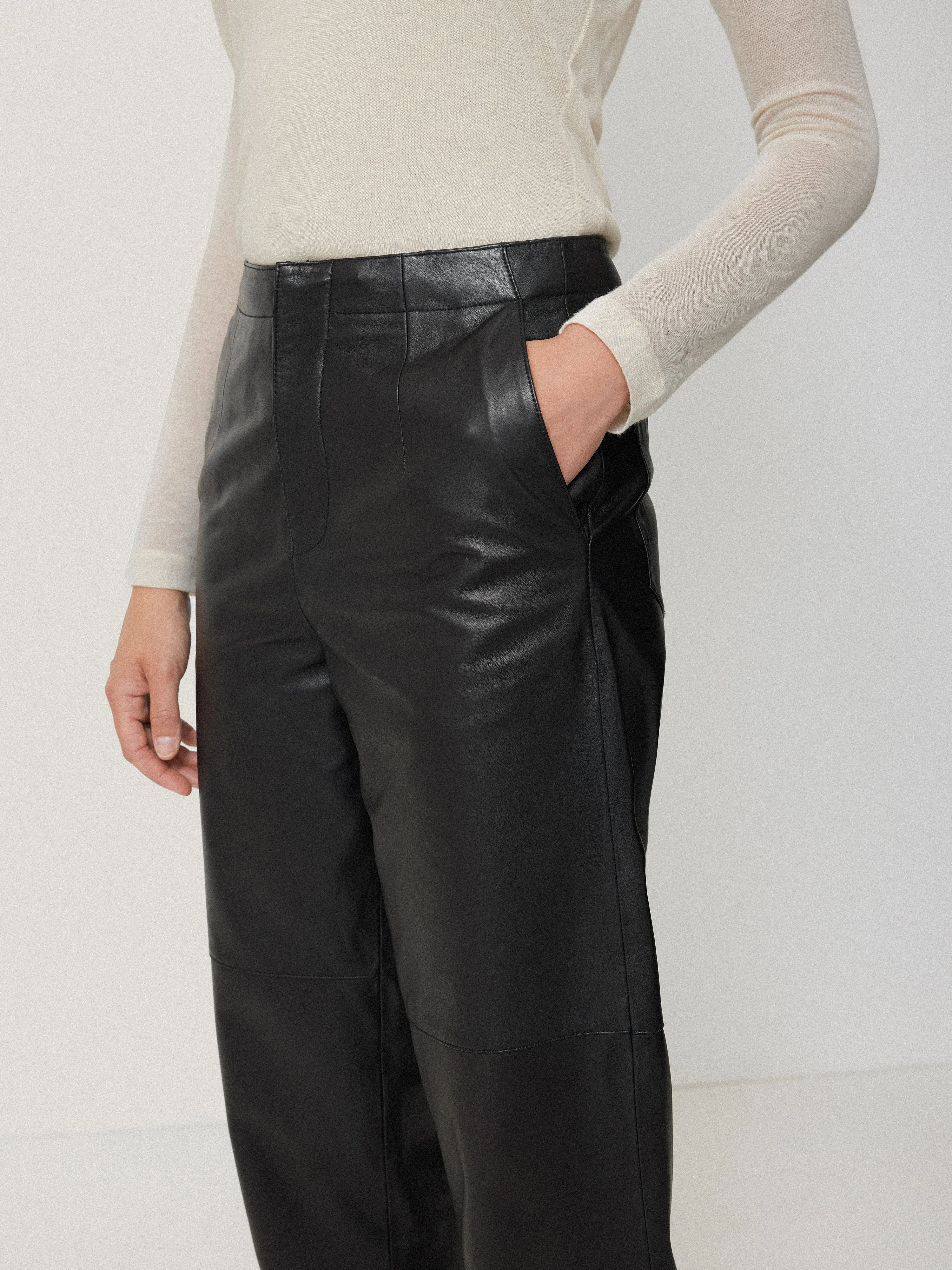 Leather Barrel Leg Trouser | Black sold by Jigsaw product image thumbnail 2