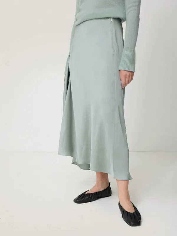 Satin Bias Asymmetric Skirt | Blue sold by Jigsaw