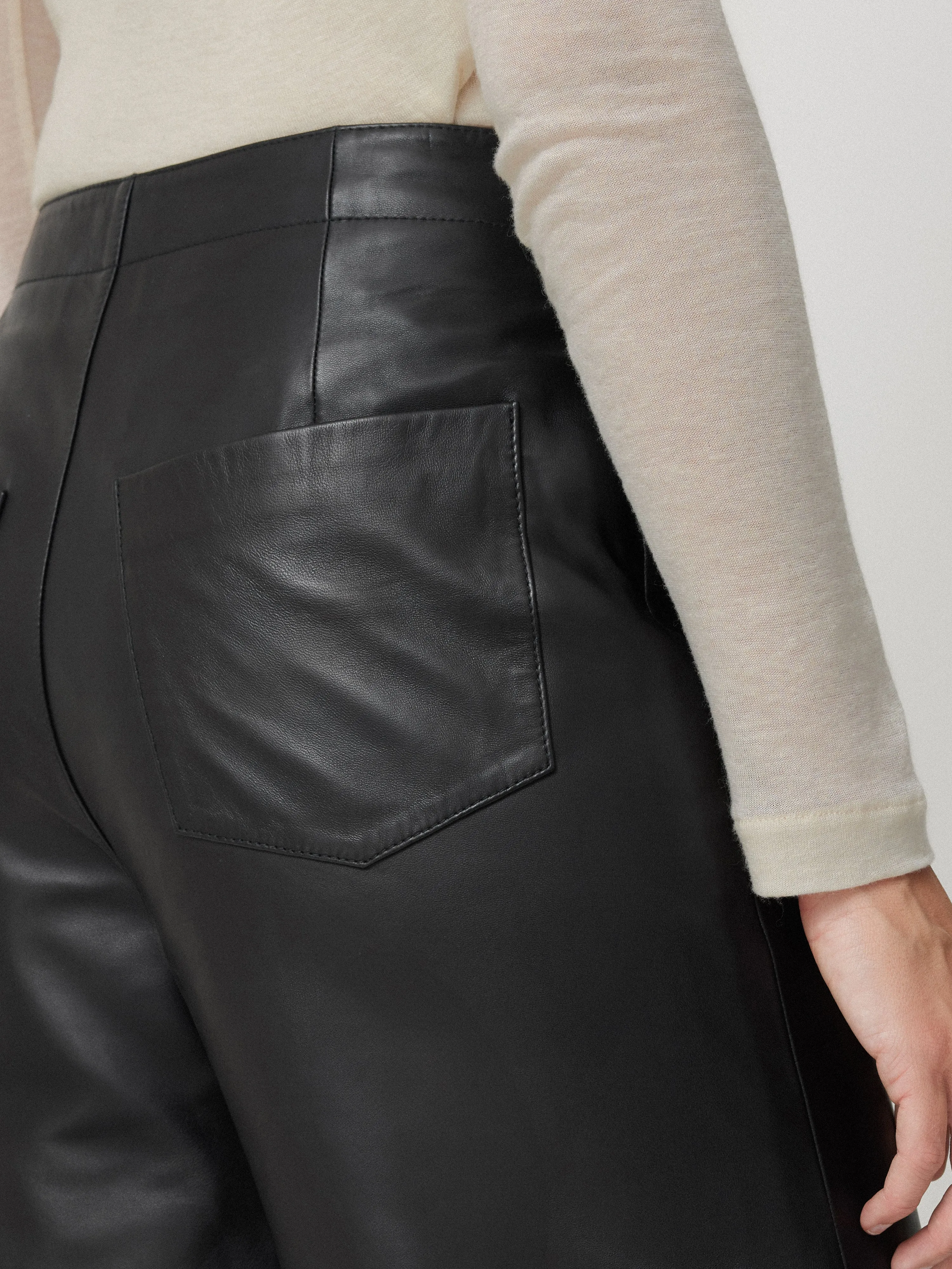 Leather Barrel Leg Trouser | Black sold by Jigsaw product image thumbnail 4