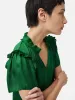 Recycled Satin Ruffle Top | Green sold by Jigsaw