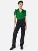 Recycled Satin Ruffle Top | Green sold by Jigsaw