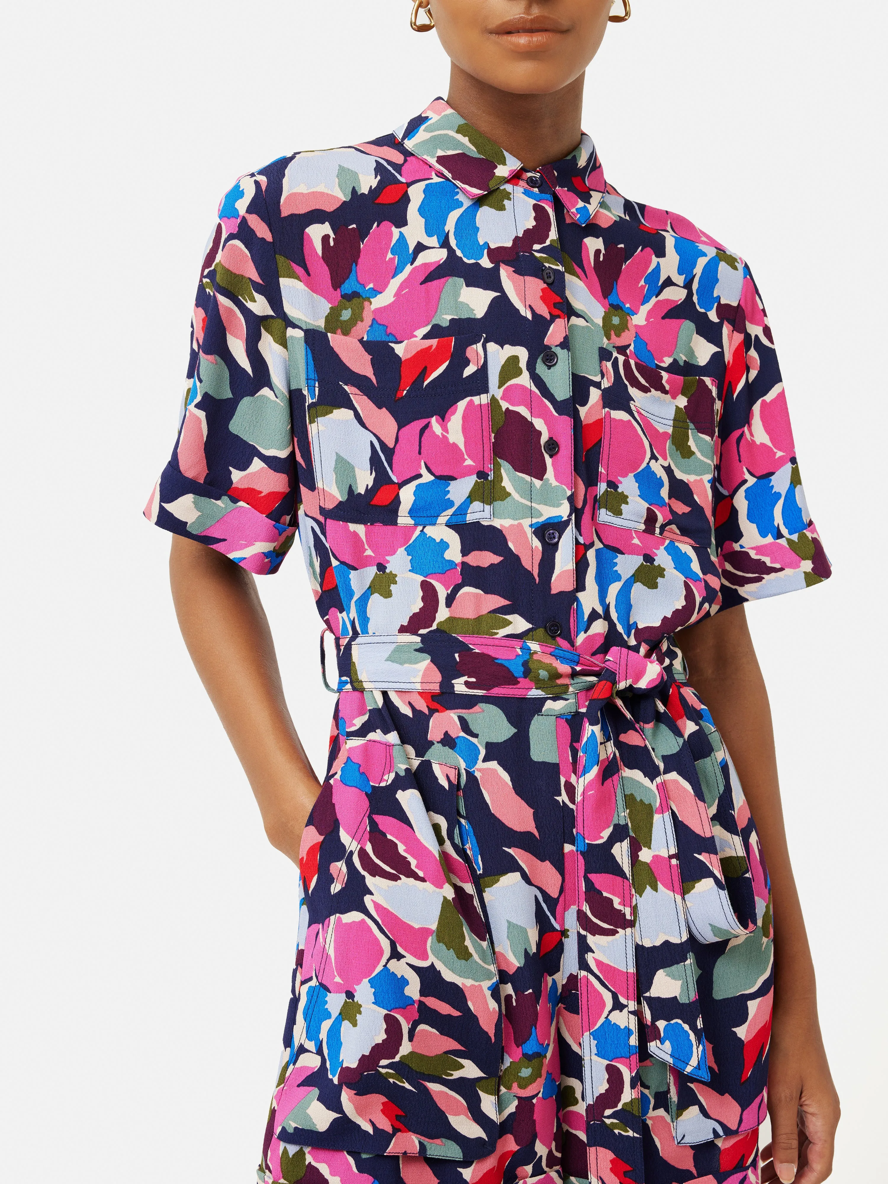 Graphic Pansy Playsuit | Red sold by Jigsaw product image thumbnail 3