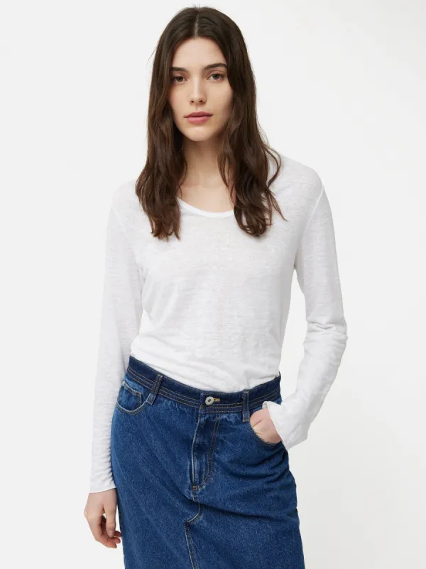 Linen Eden Long Sleeve Tee | White sold by Jigsaw