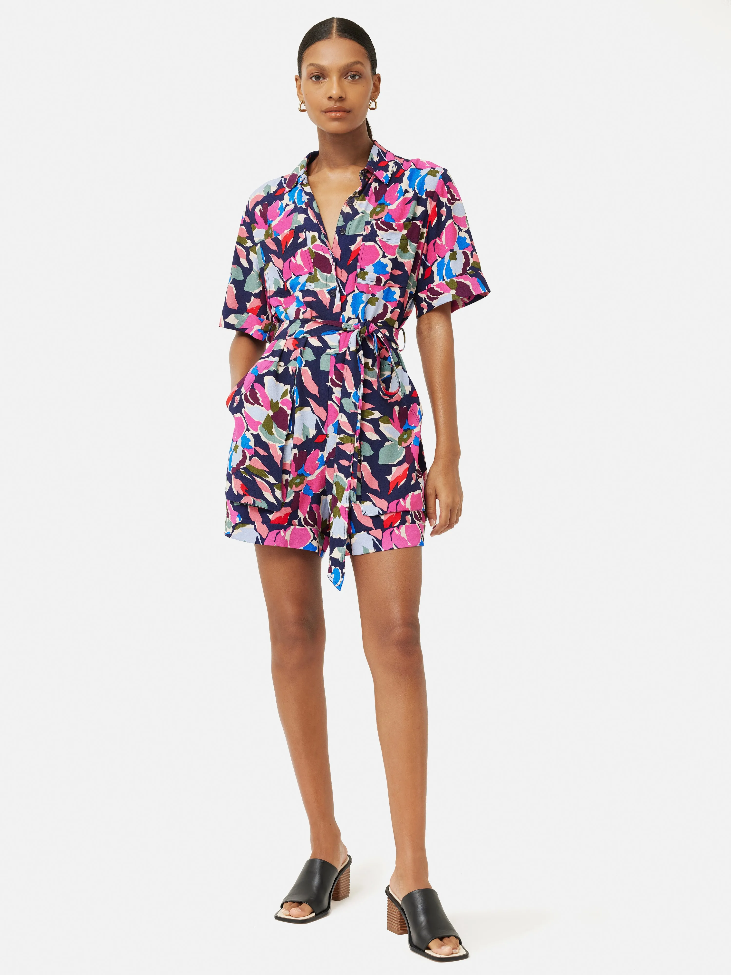 Graphic Pansy Playsuit | Red sold by Jigsaw