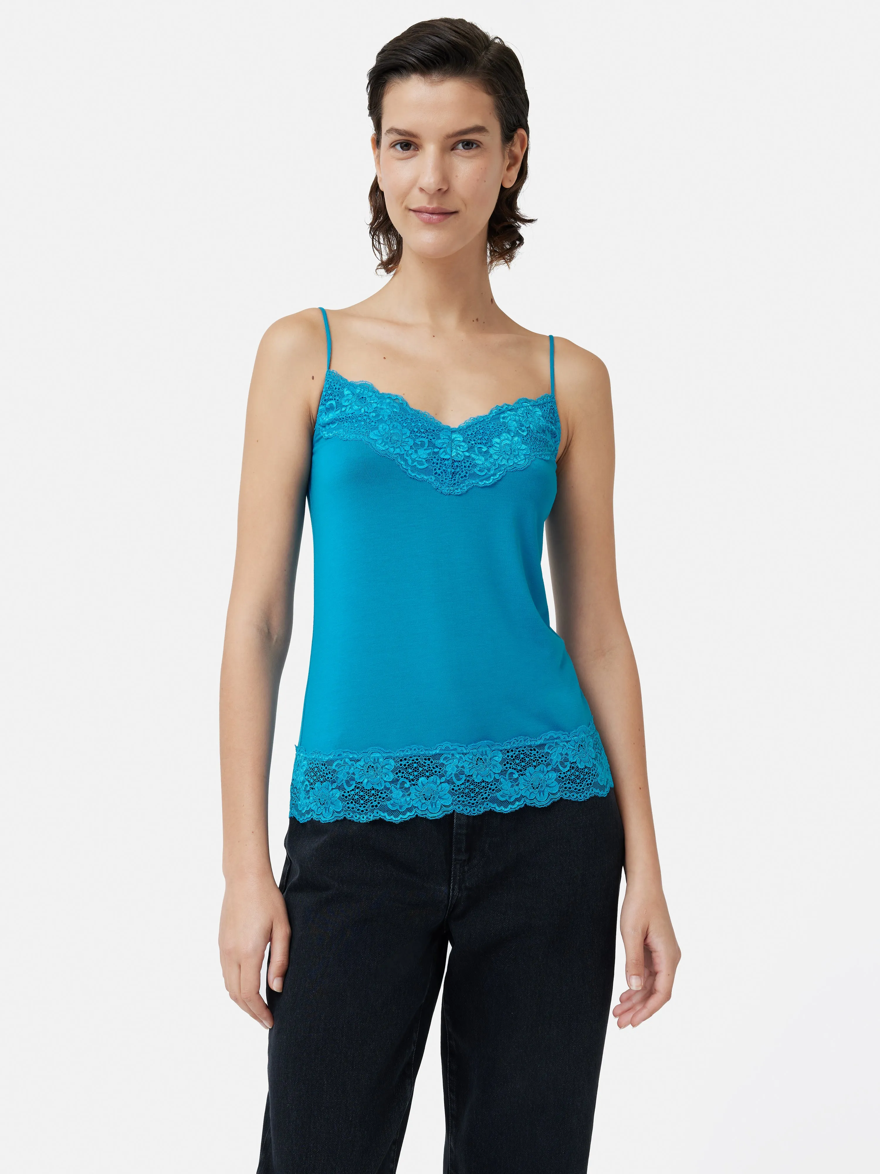 Modal Lace Vest | Deep Ocean sold by Jigsaw