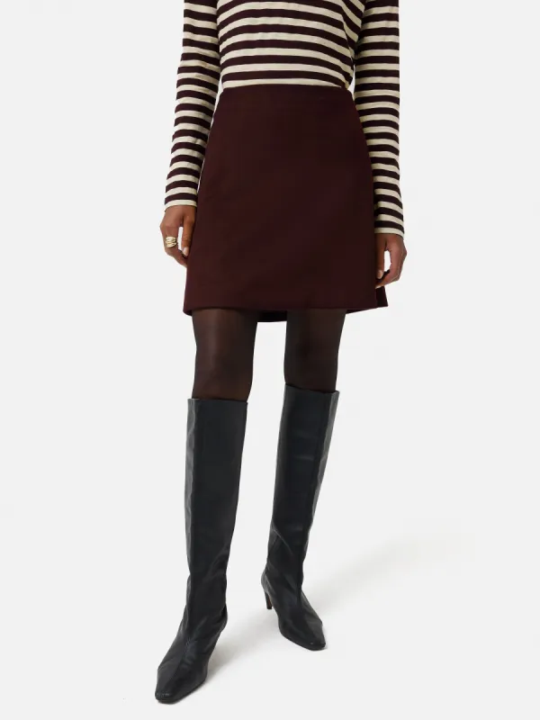 Wool Mini Skirt | Oxblood sold by Jigsaw