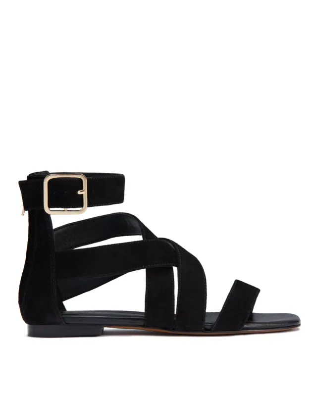 Kaber Suede Strappy Sandal | Black sold by Jigsaw