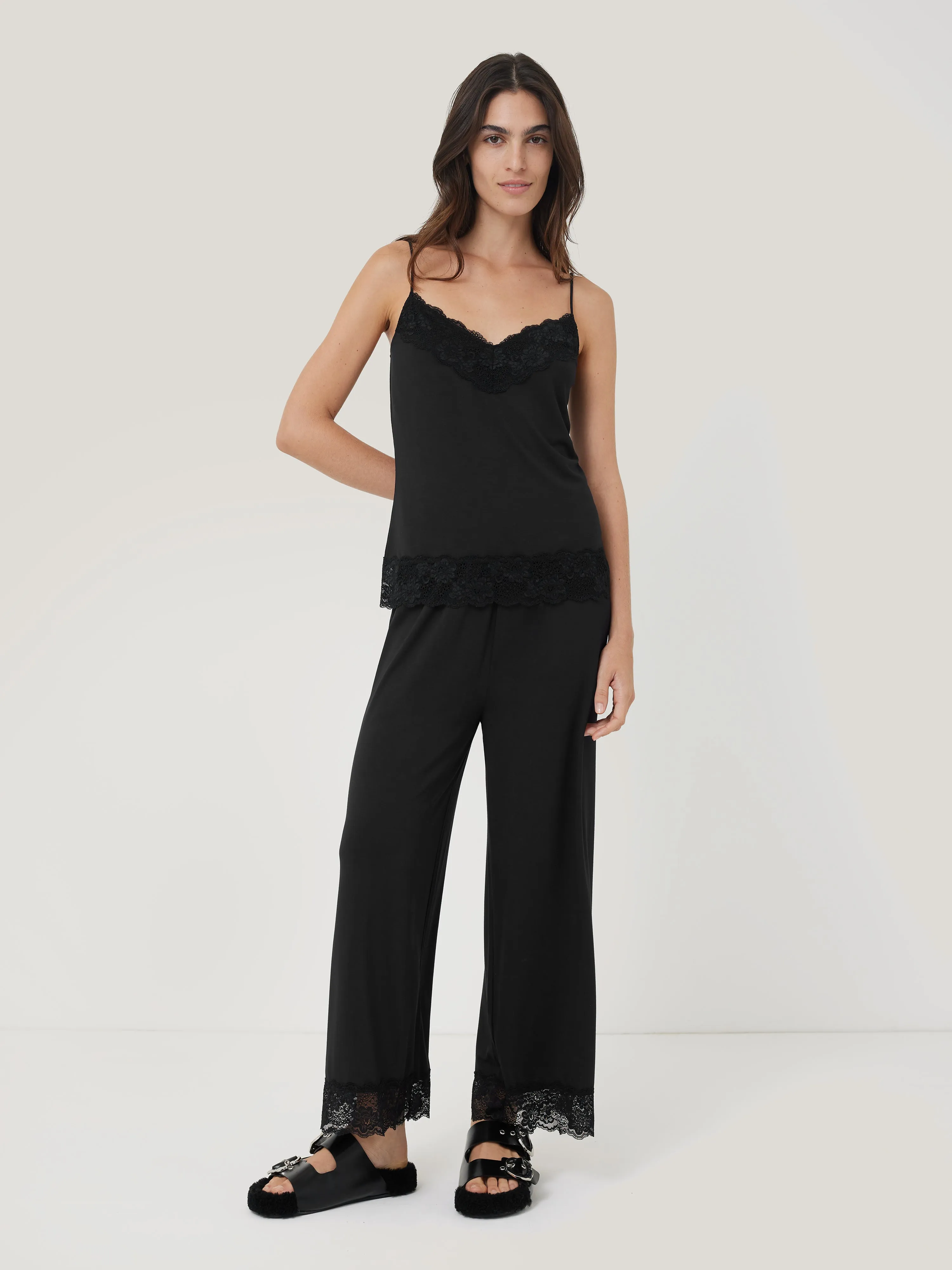 Modal Lace Pyjama Trouser | Black sold by Jigsaw product image thumbnail 3