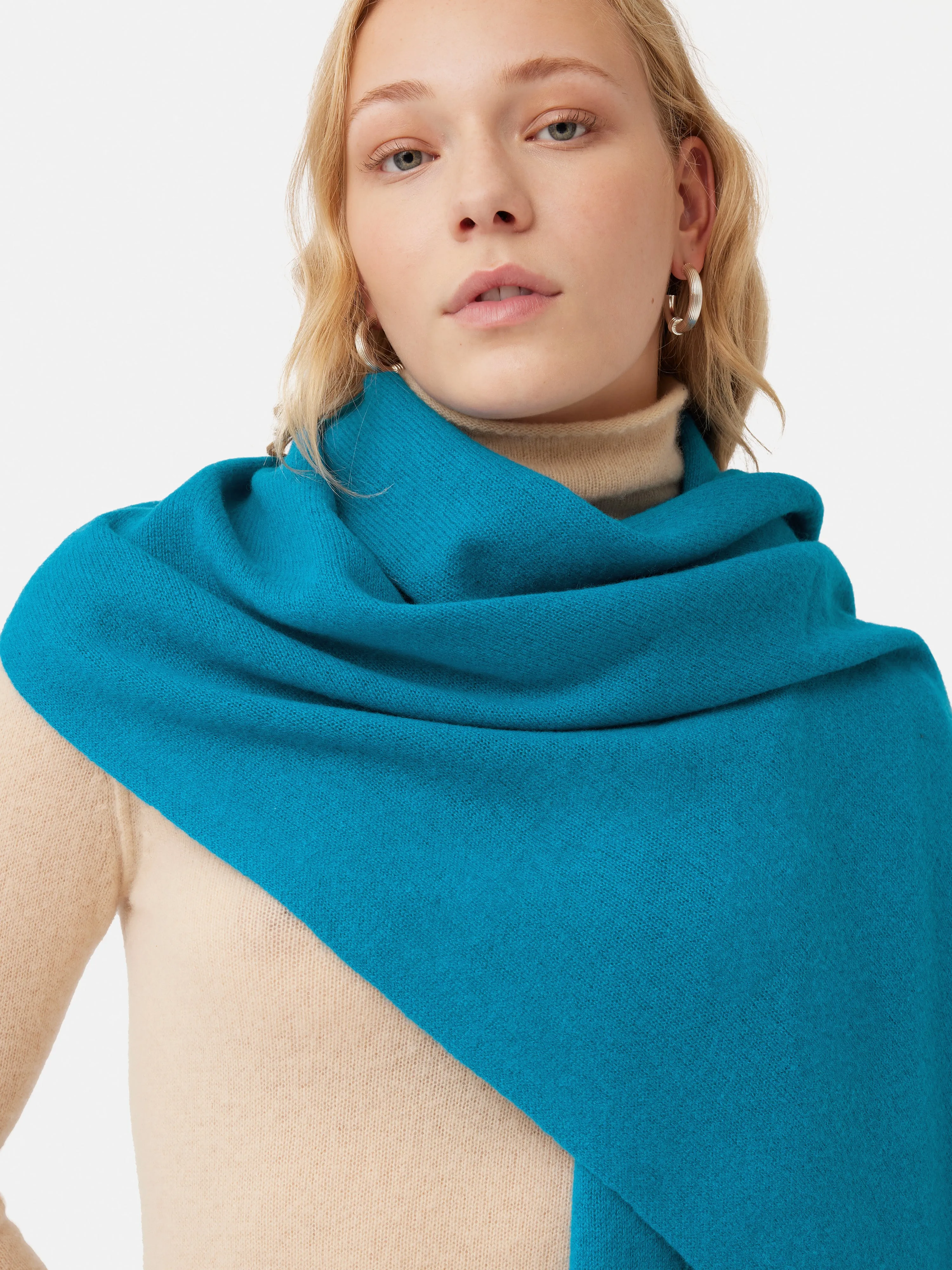 Miller Wool Cashmere Blend Scarf | Blue sold by Jigsaw product image thumbnail 4