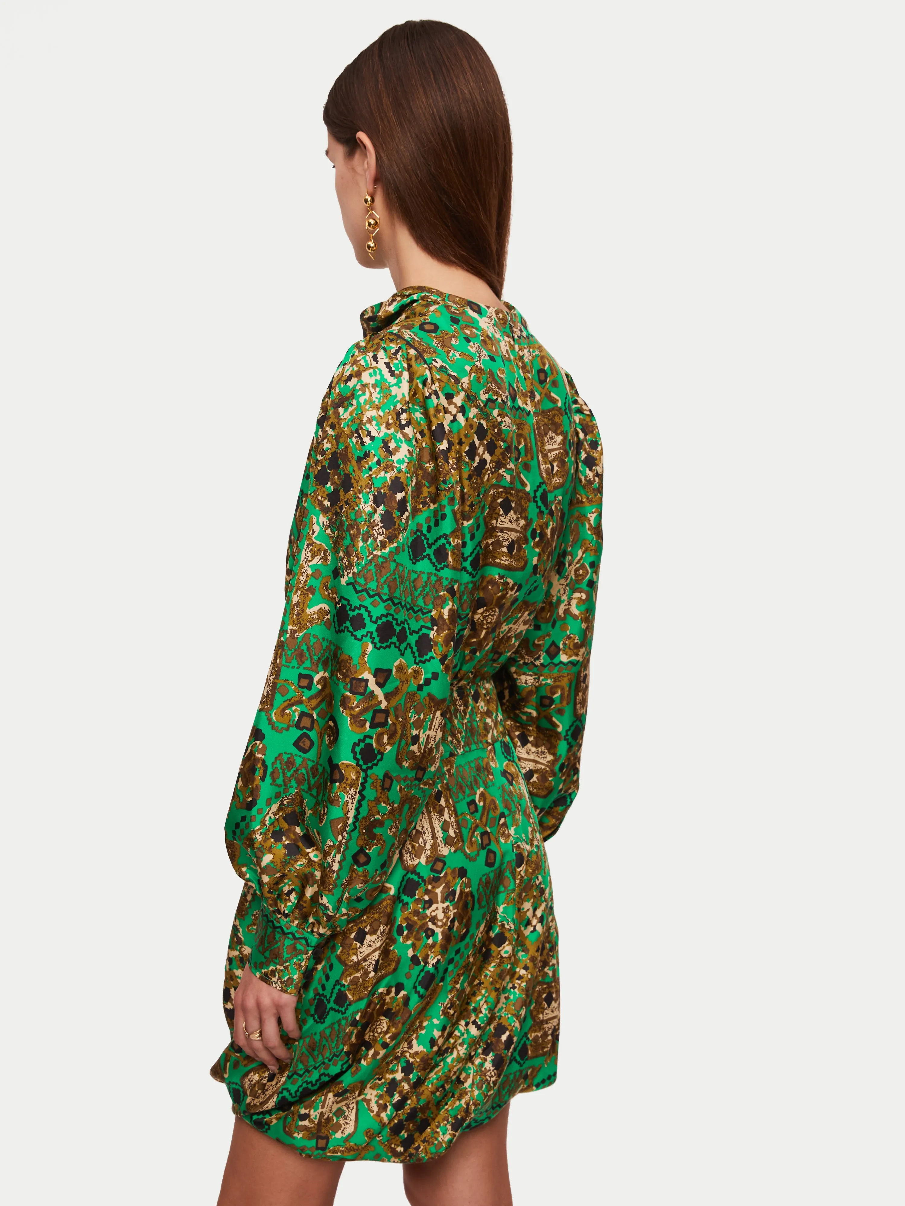 Baroque Arms Silk Mini Dress | Green sold by Jigsaw product image thumbnail 4