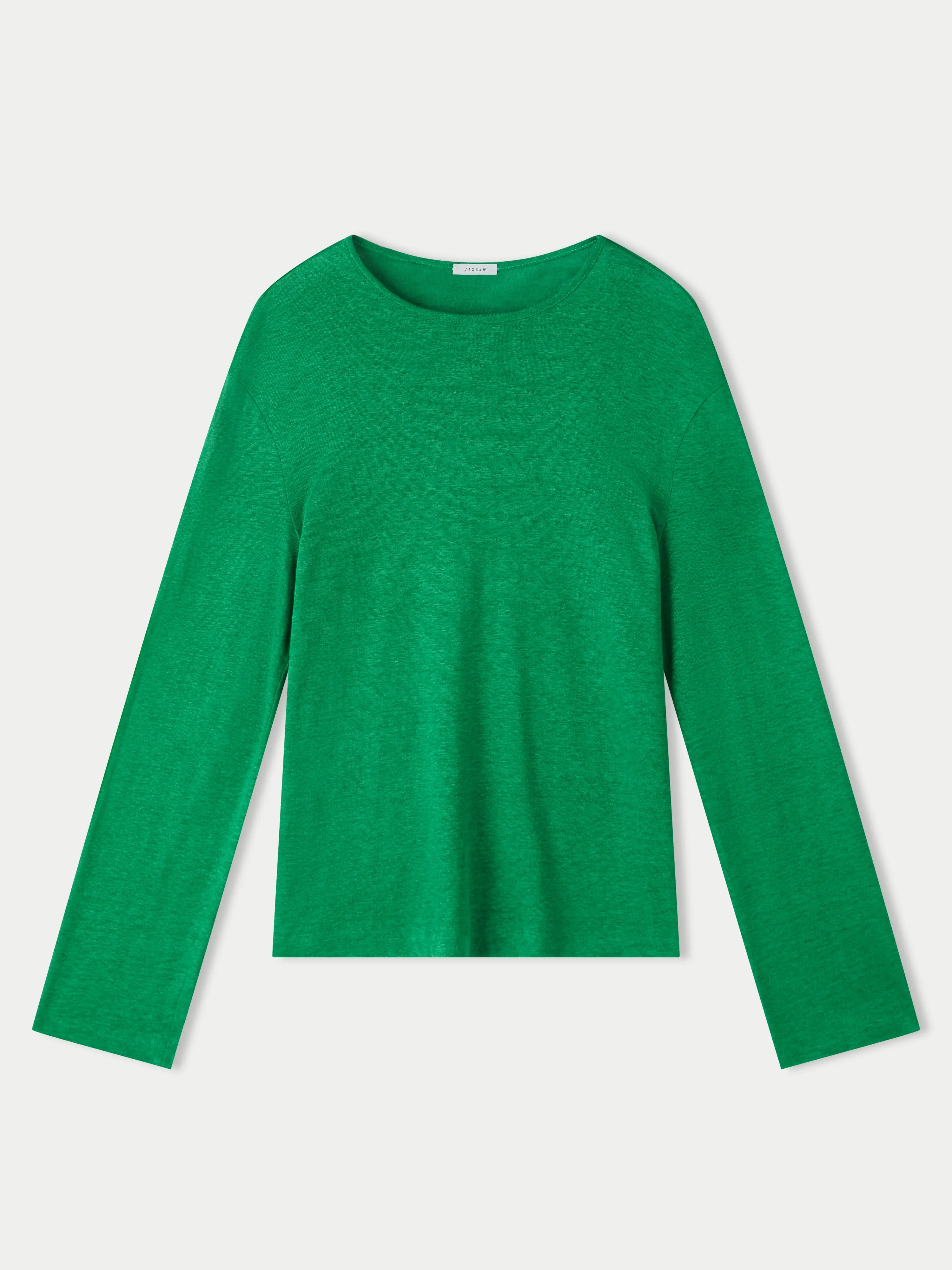 Linen Long Sleeve Crew Tee | Green sold by Jigsaw product image thumbnail 5