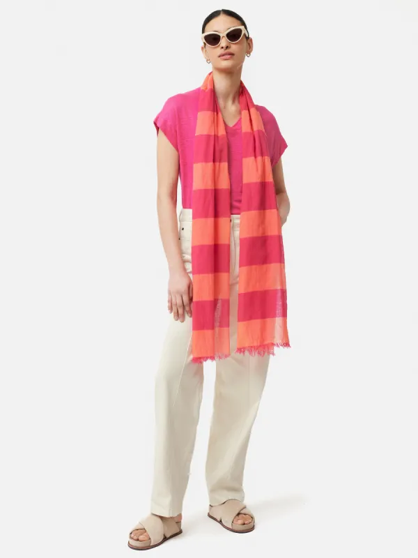 Woven Stripe Scarf | Pink sold by Jigsaw