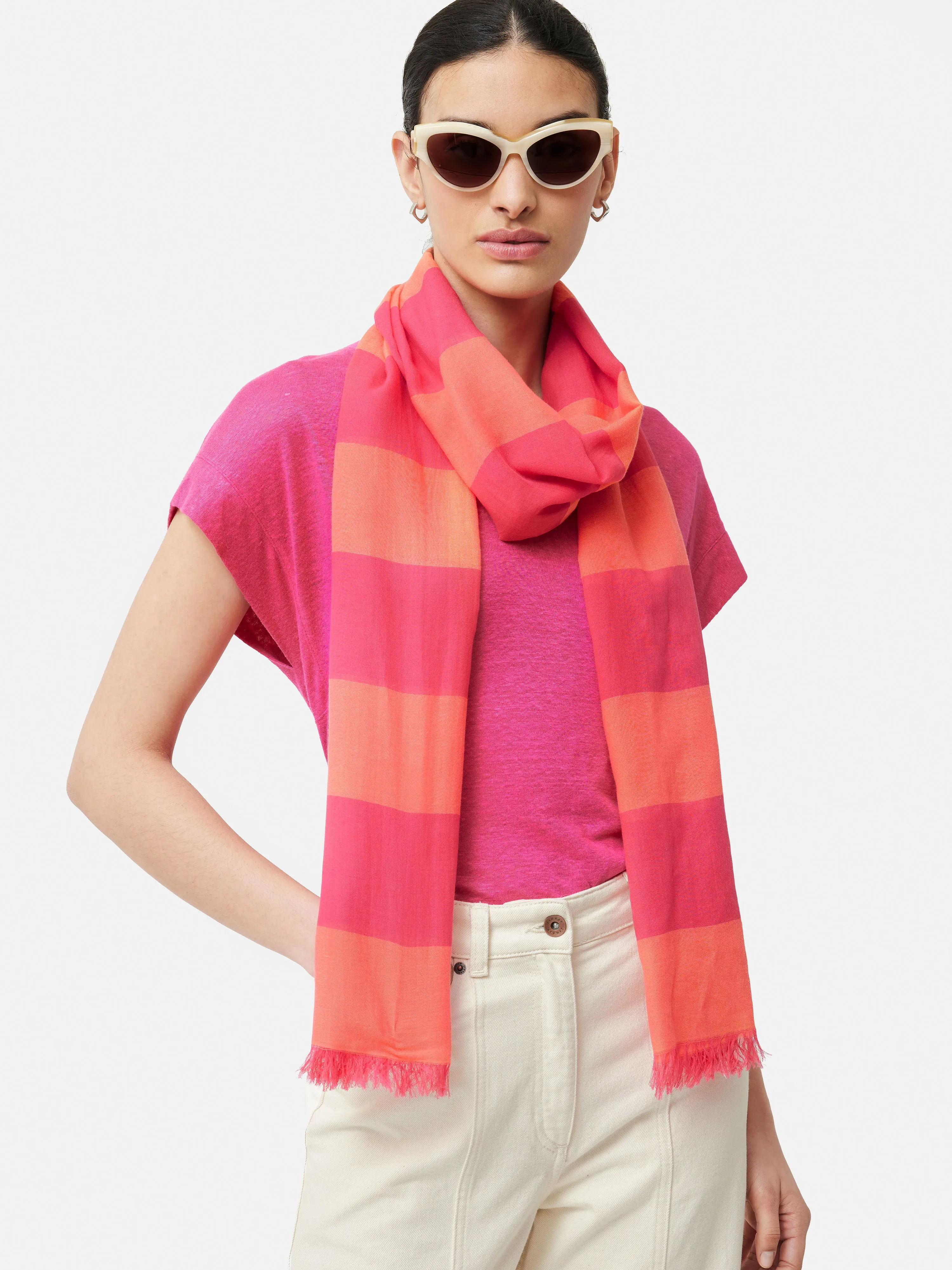 Woven Stripe Scarf | Pink sold by Jigsaw product image thumbnail 2
