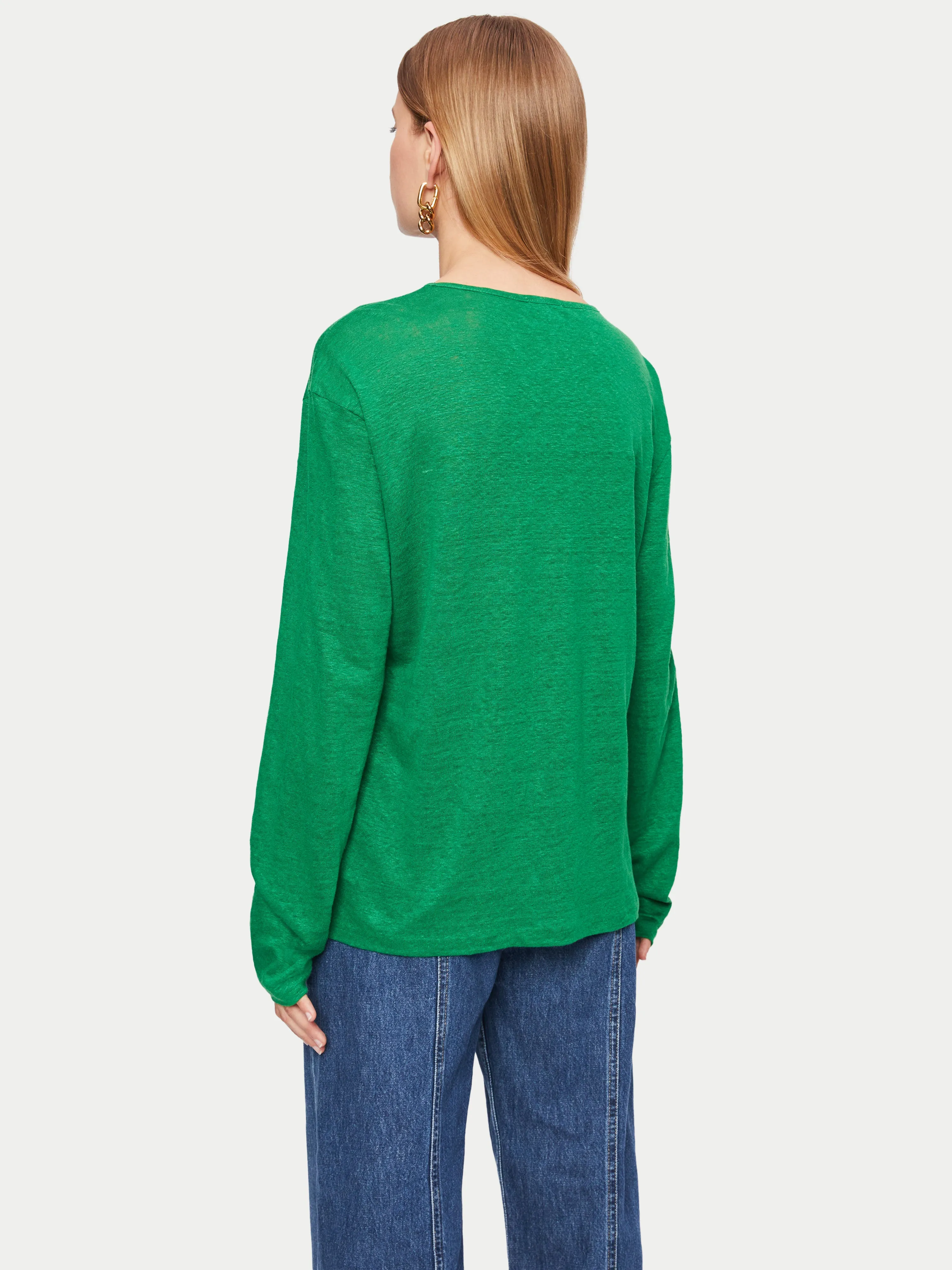 Linen Long Sleeve Crew Tee | Green sold by Jigsaw product image thumbnail 4