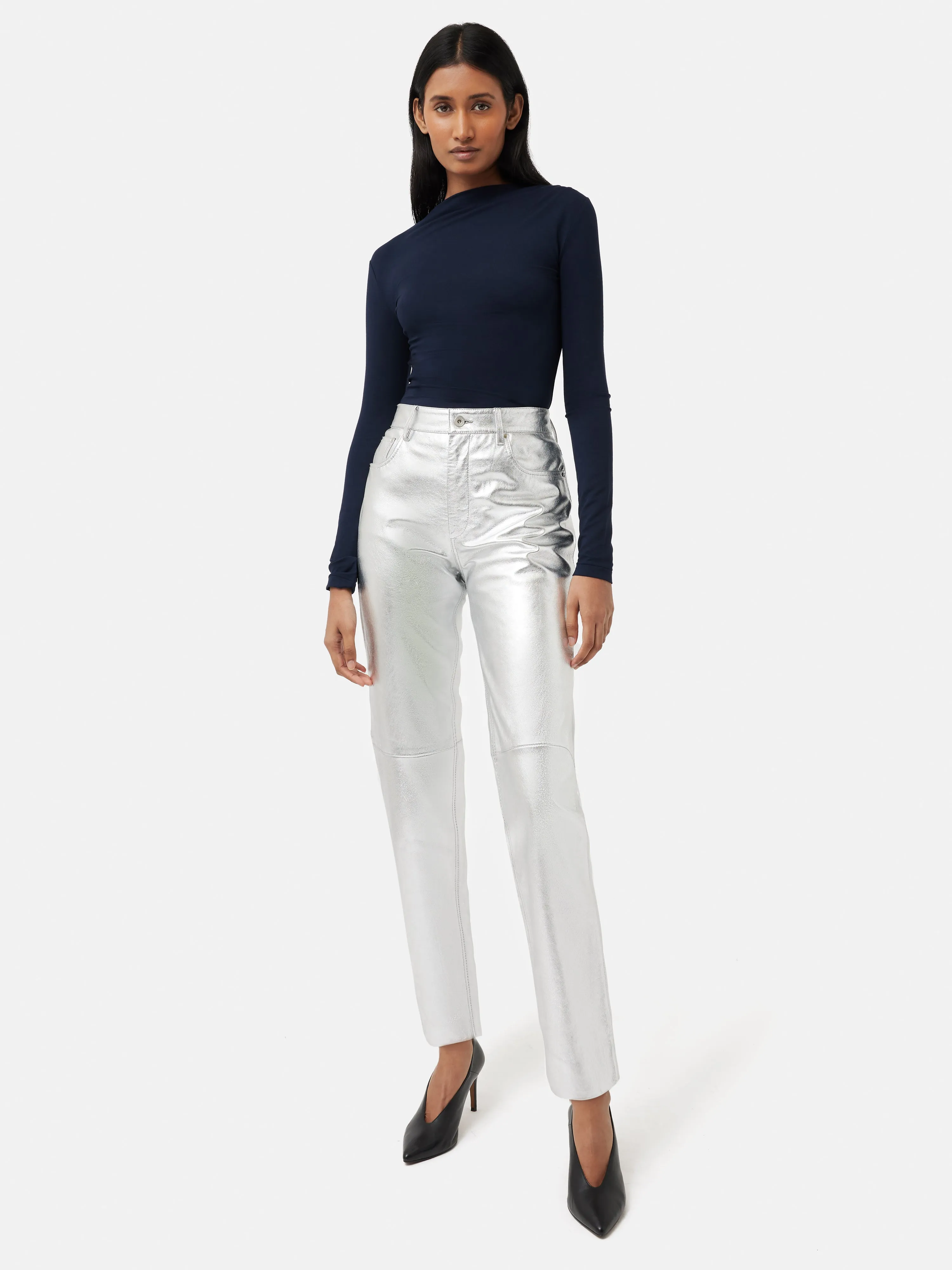 Pleat Long Sleeve Jersey Top | Navy sold by Jigsaw product image thumbnail 2