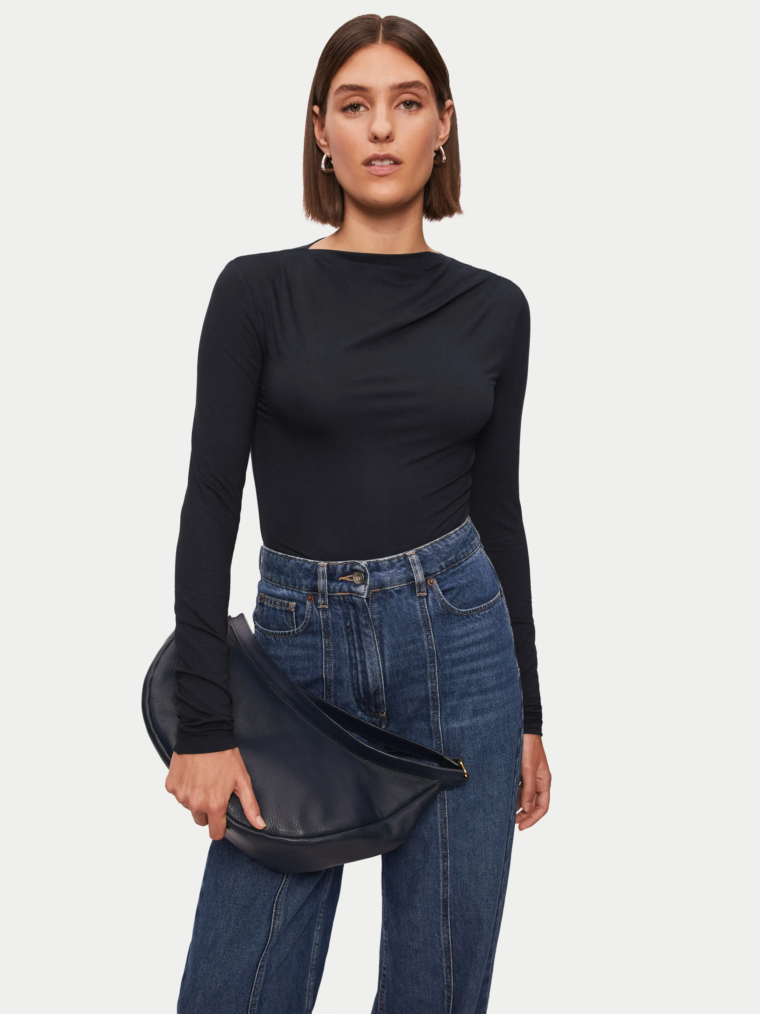 Pleat Long Sleeve Jersey Top | Black sold by Jigsaw product image thumbnail 2
