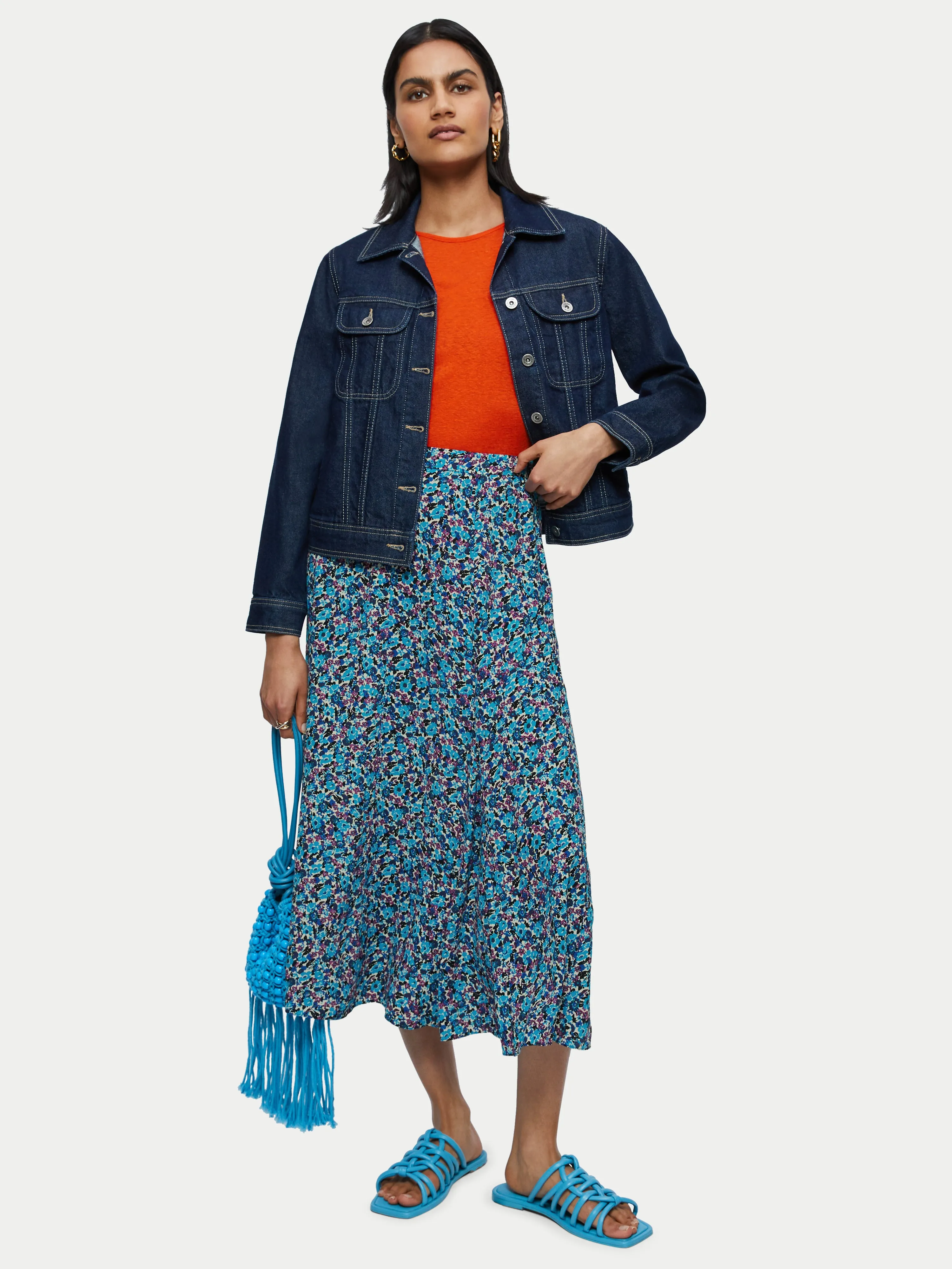 Vintage Ditsy Midi Skirt | Blue sold by Jigsaw product image thumbnail 2