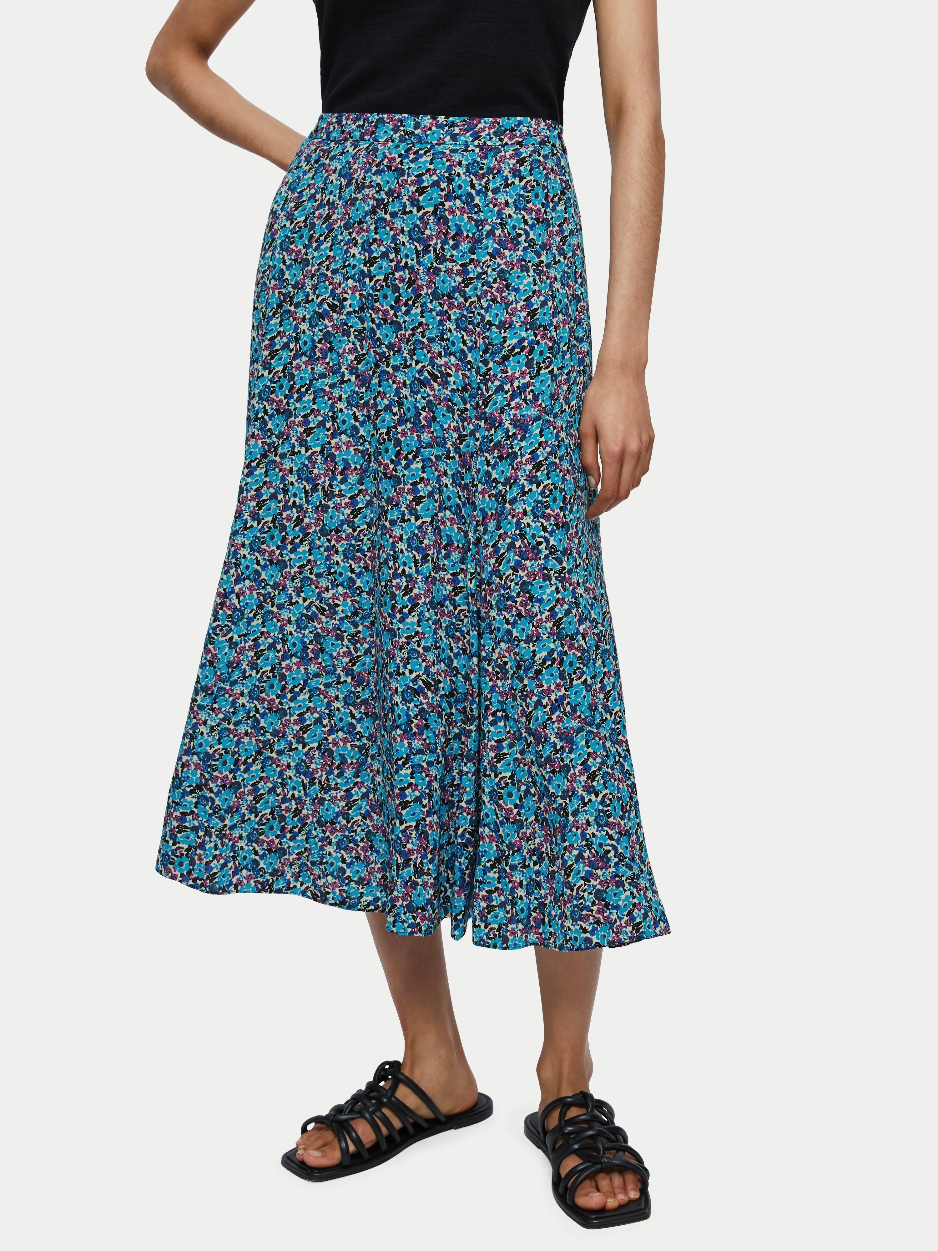 Vintage Ditsy Midi Skirt | Blue sold by Jigsaw