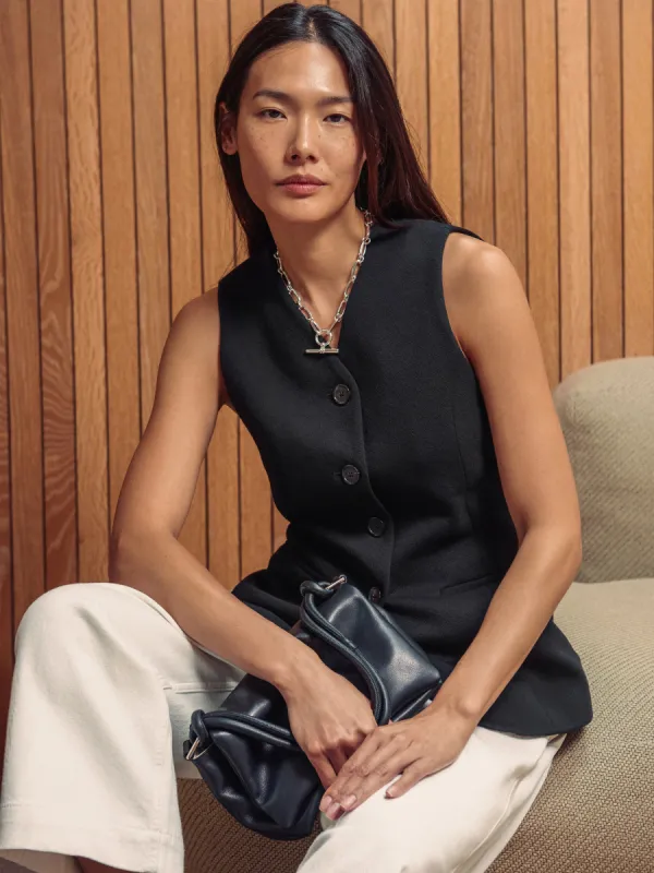 Crepe Ponte Jersey Waistcoat | Black sold by Jigsaw