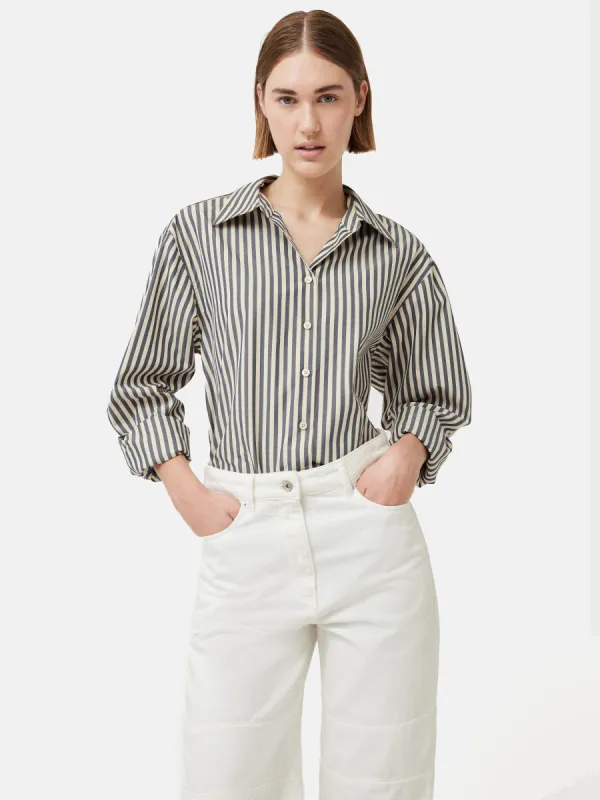 Cotton Poplin Stripe Shirt | Cream sold by Jigsaw
