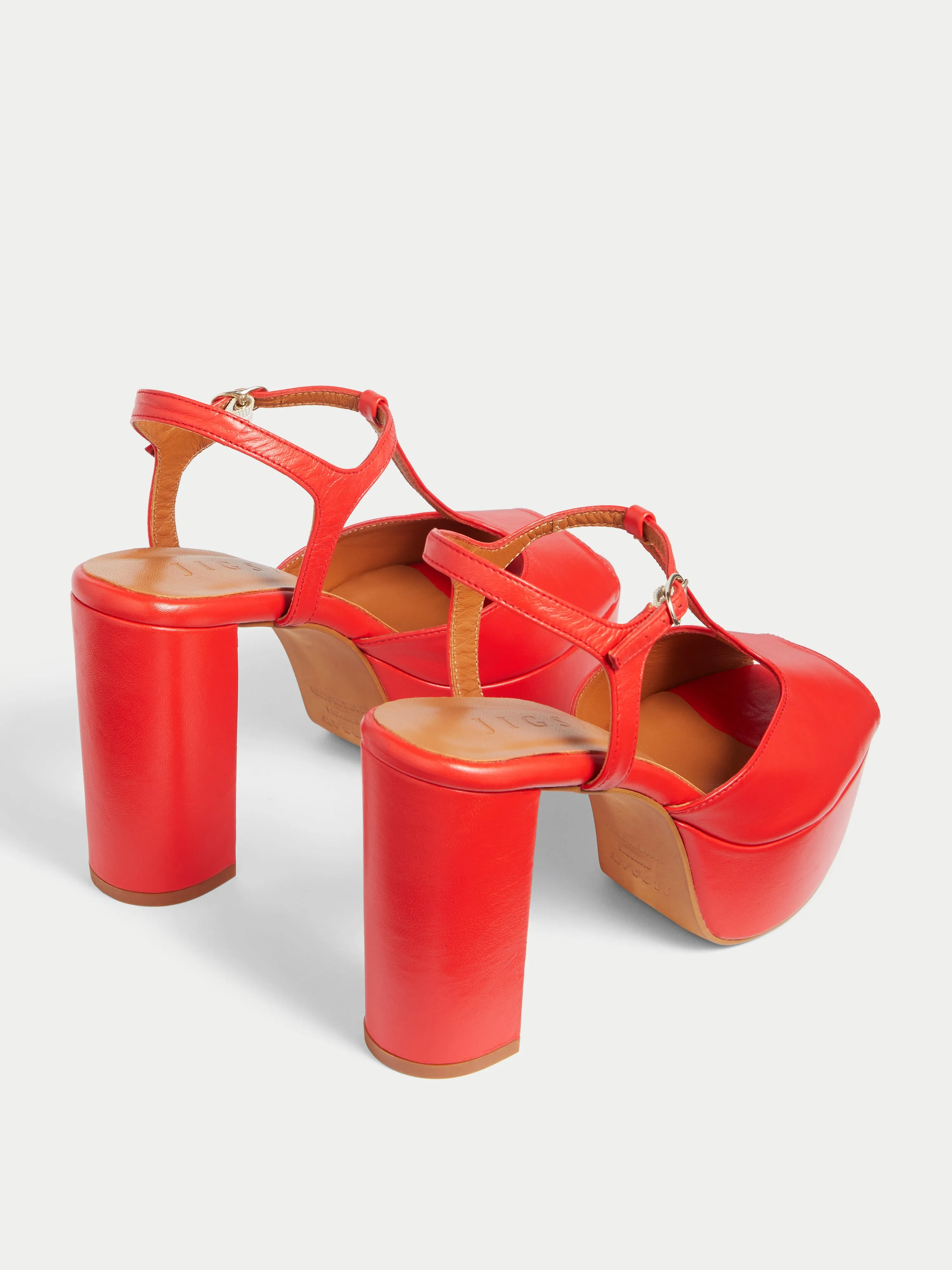 T Bar Platform Leather Sandal | Red sold by Jigsaw product image thumbnail 4
