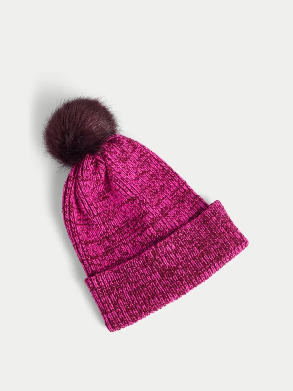 Moulinee Lambswool Pom Hat | Pink sold by Jigsaw